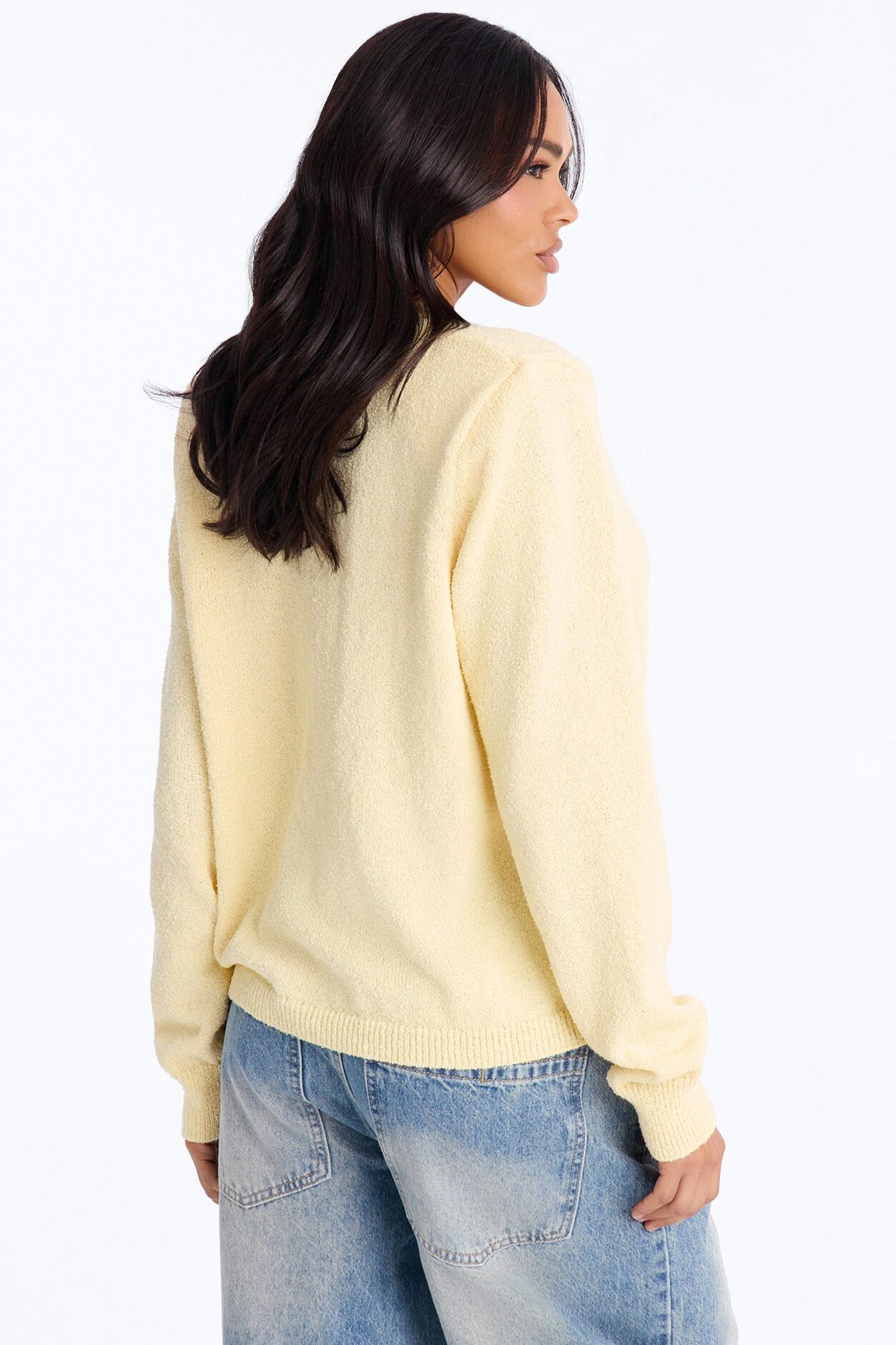 Nydia Shoulder Pads Cardigan - Butter Yellow