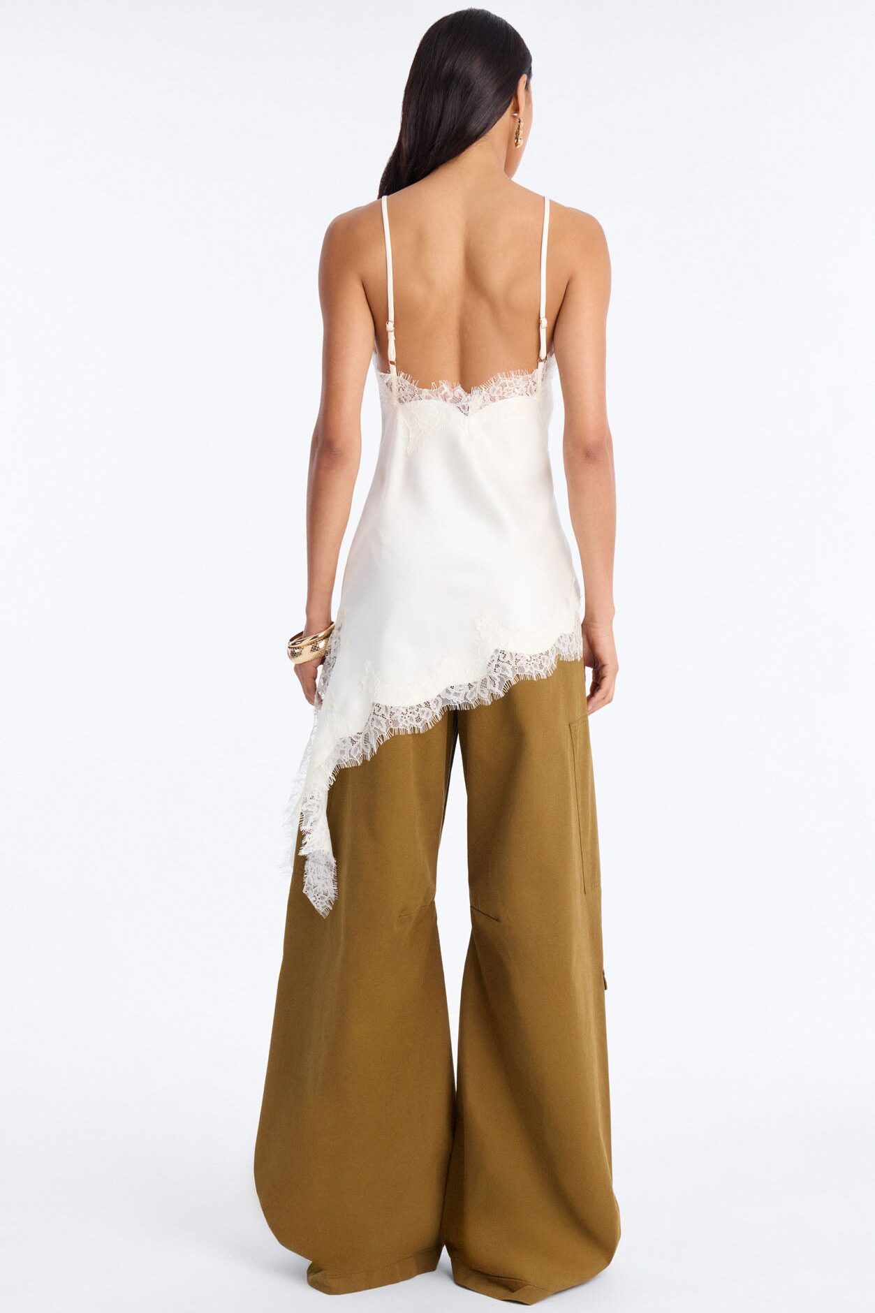 Taste Of Trouble Lace Trim Satin Top - Ivory