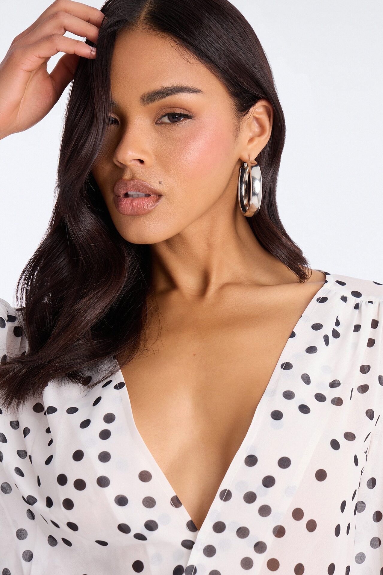 Polka Dot Vibe Chiffon Romper - Black/White