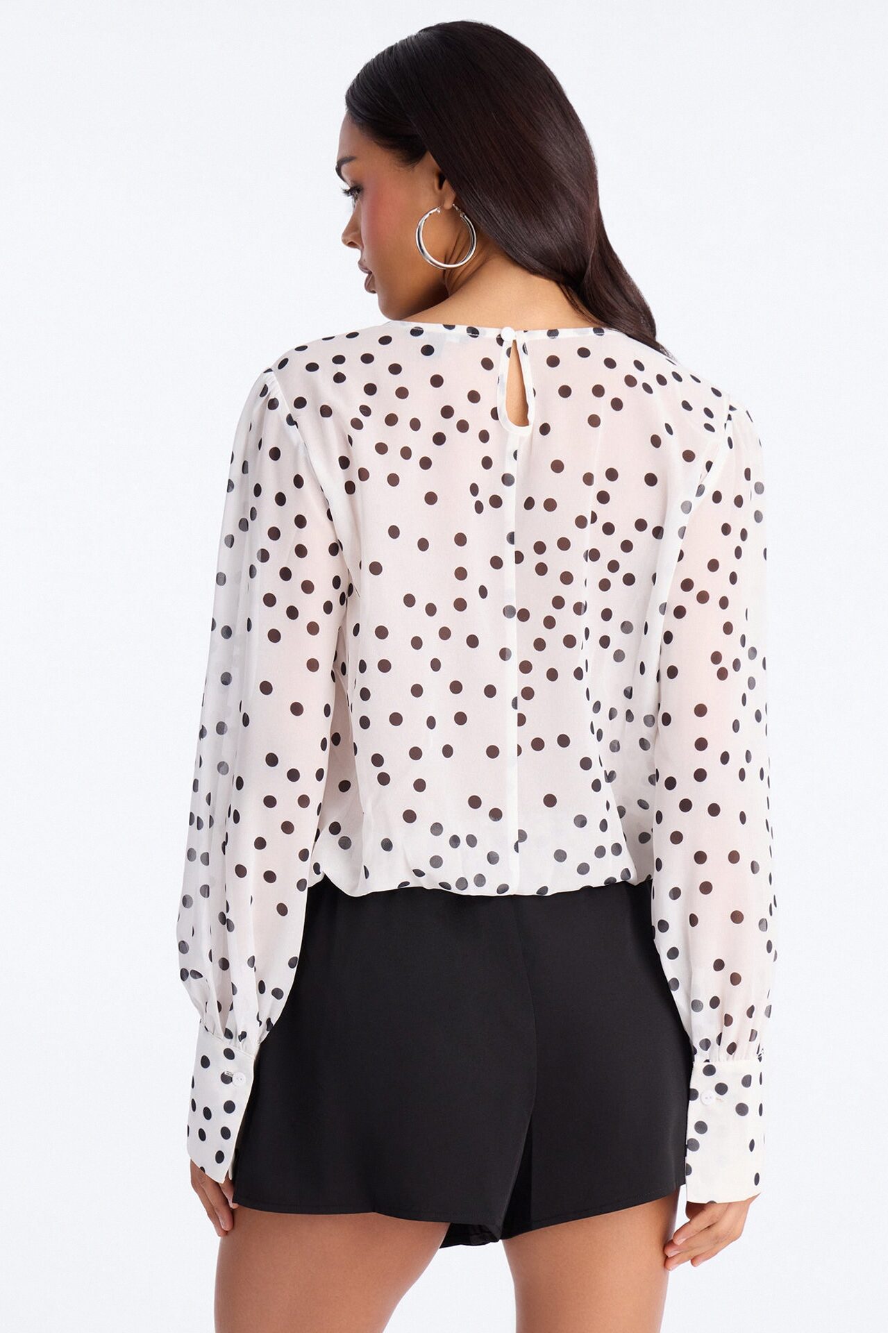 Polka Dot Vibe Chiffon Romper - Black/White