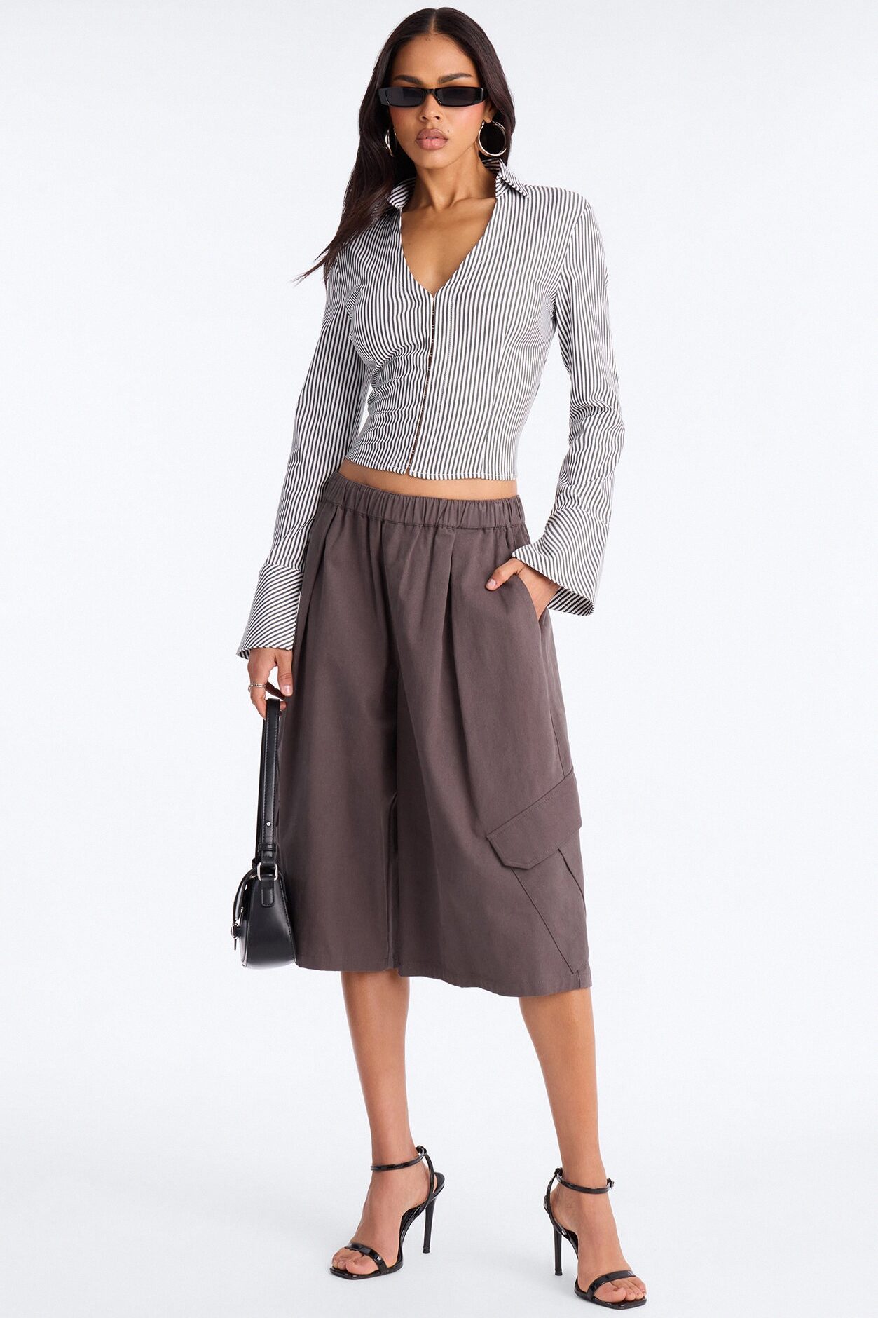 Bet On Me Bell Sleeve Stripe Top - Black/combo