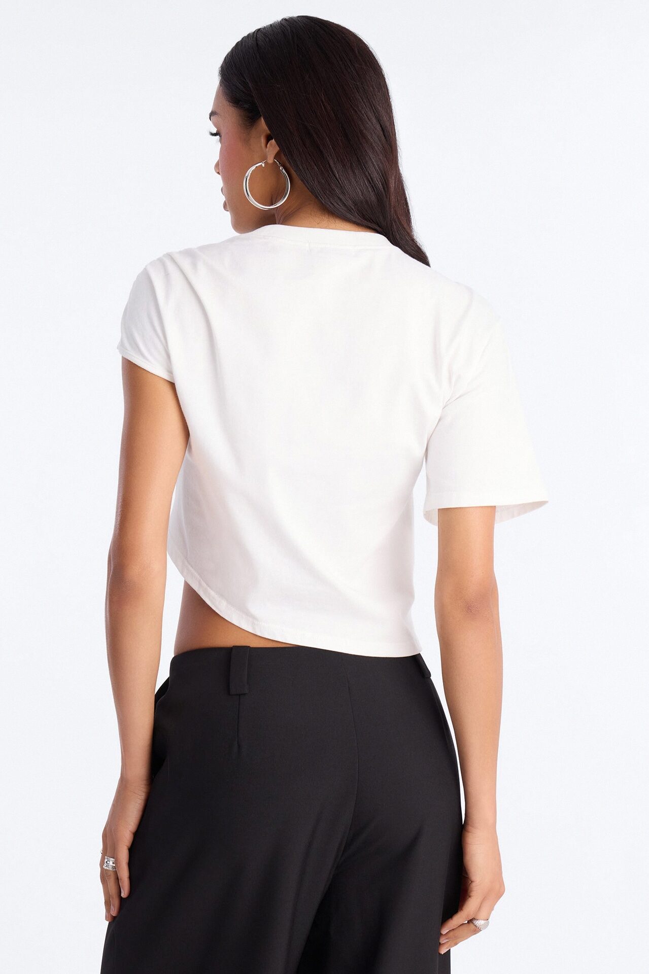 Unbothered Asymmetrical Short Sleeve T-Shirt - White