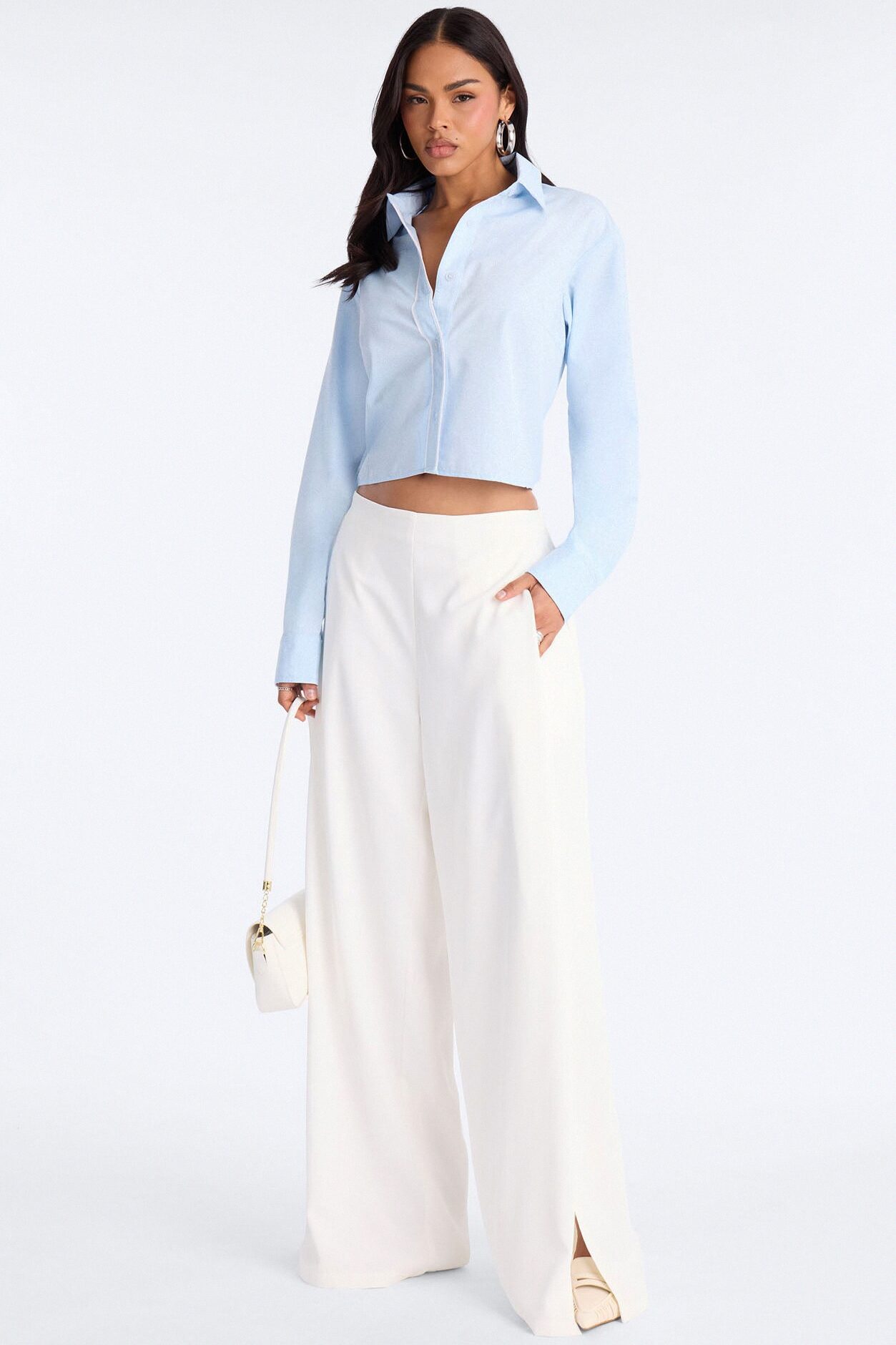 Just A Little Office Glam Poplin Shirt - Light Blue