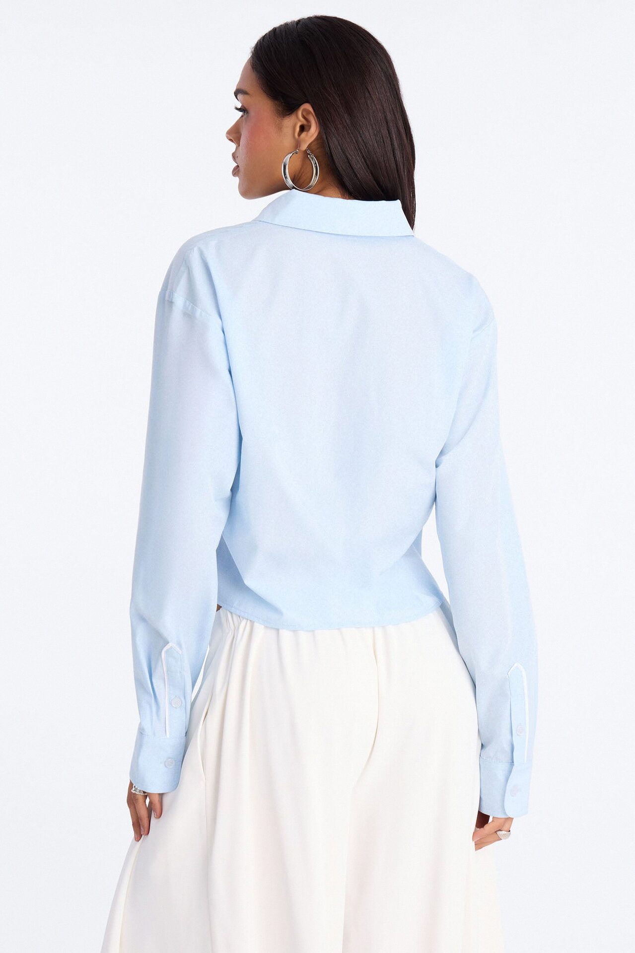 Just A Little Office Glam Poplin Shirt - Light Blue