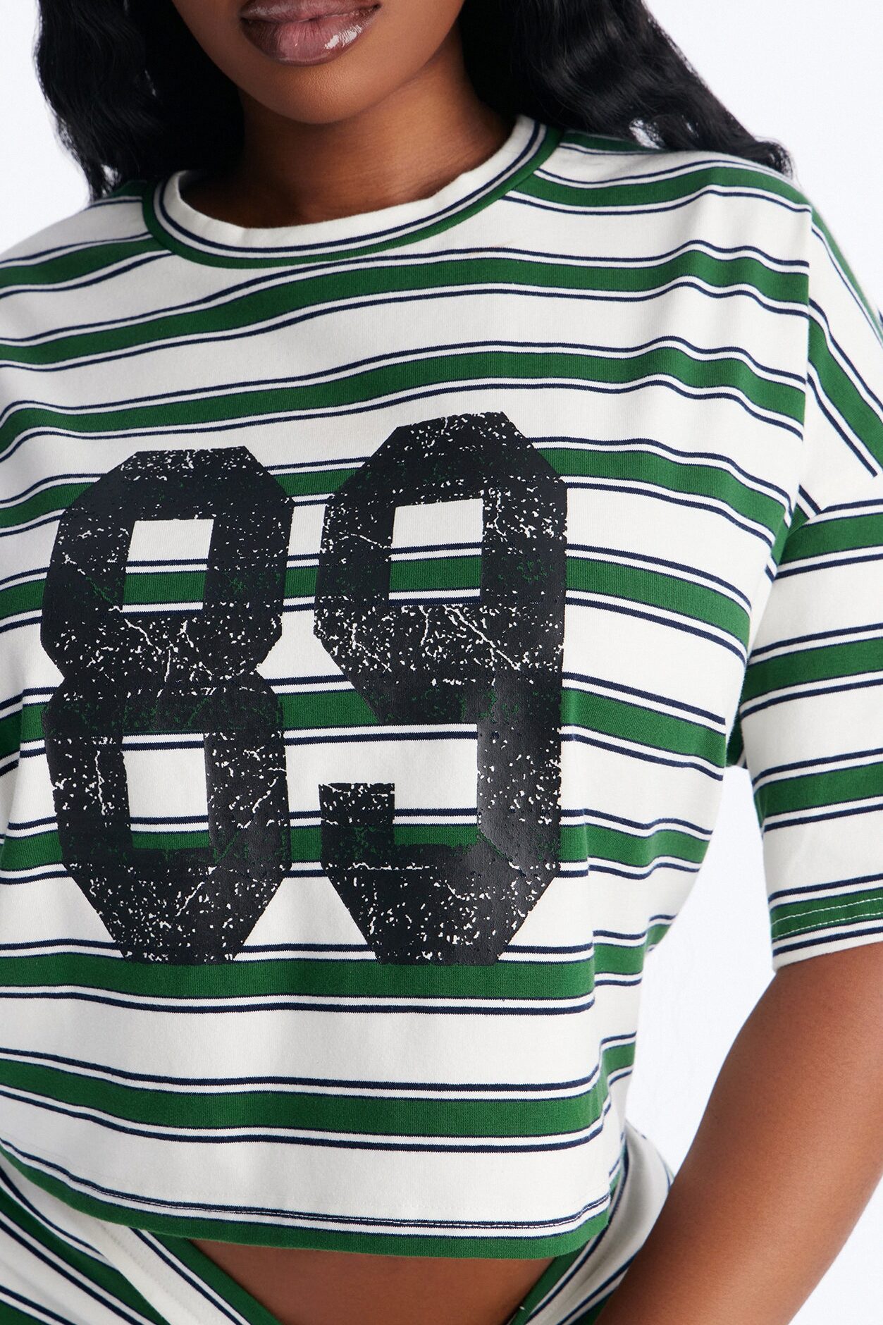 89' Vibes Striped Short Set - Green/combo