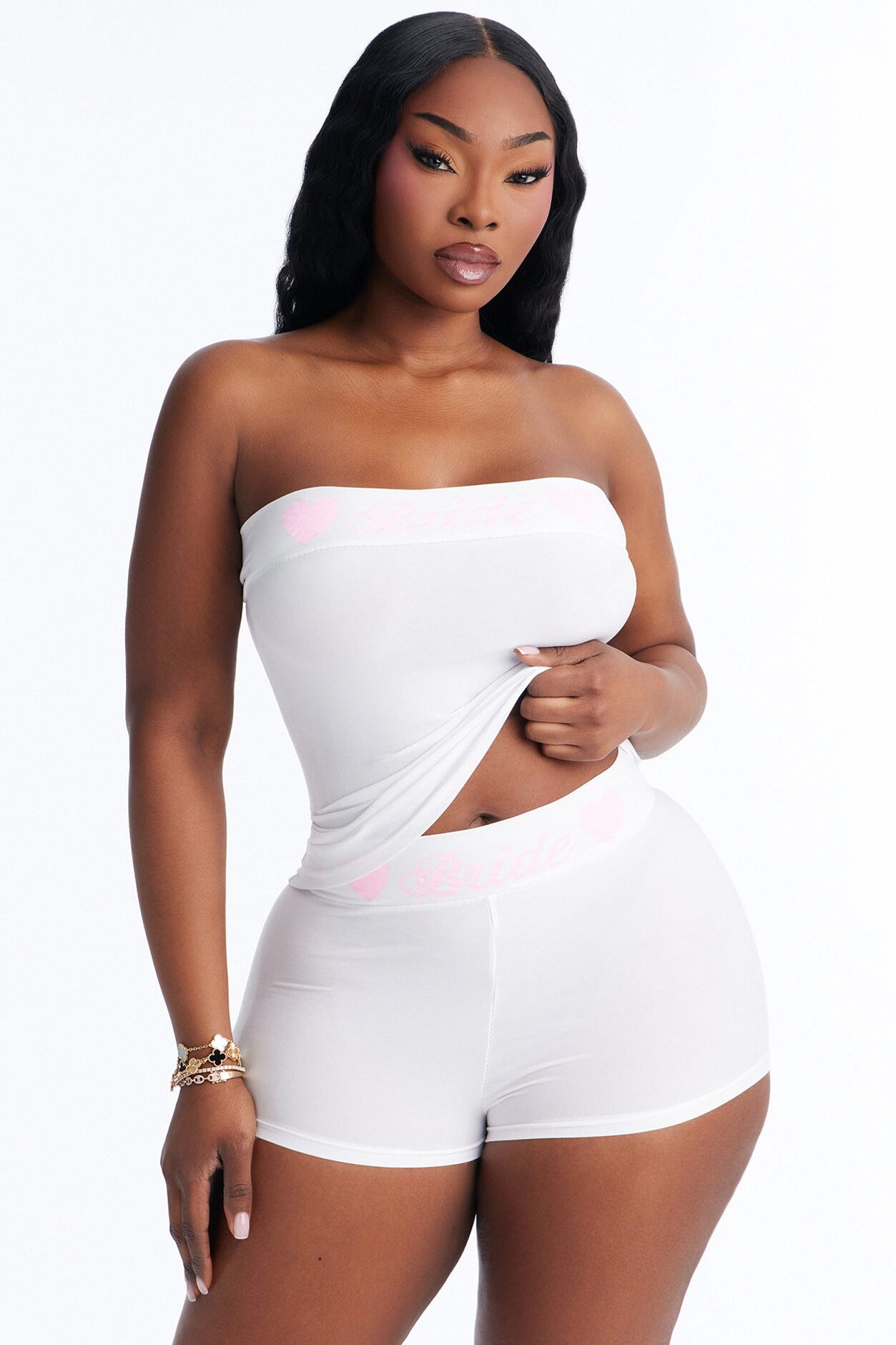 Let's Bach Bride PJ Tank & Short Set - White/Pink