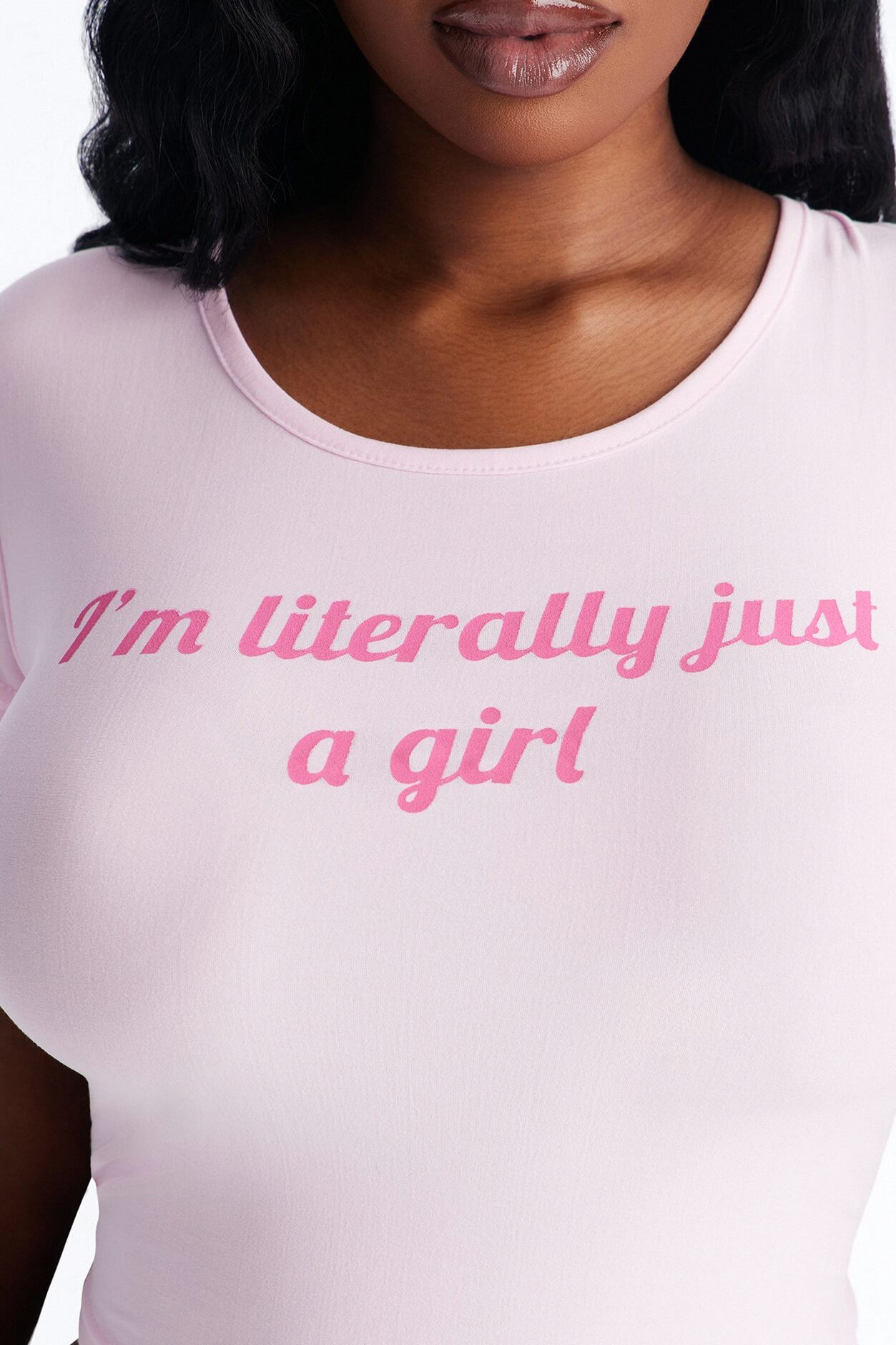 Literally Just A Girl PJ Short Set - Pink/Pink