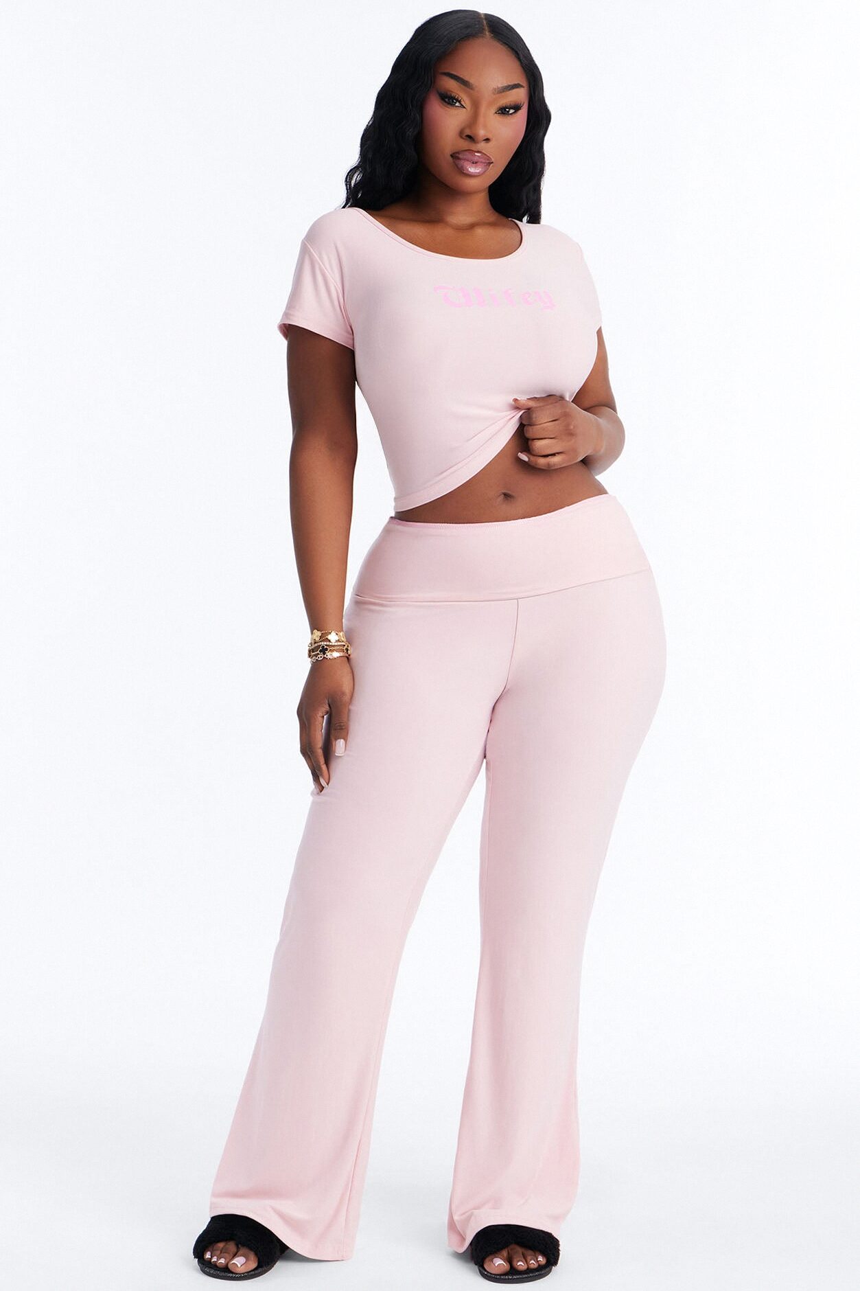 Wifey For Lifey Tee & Pant PJ Set - Pink