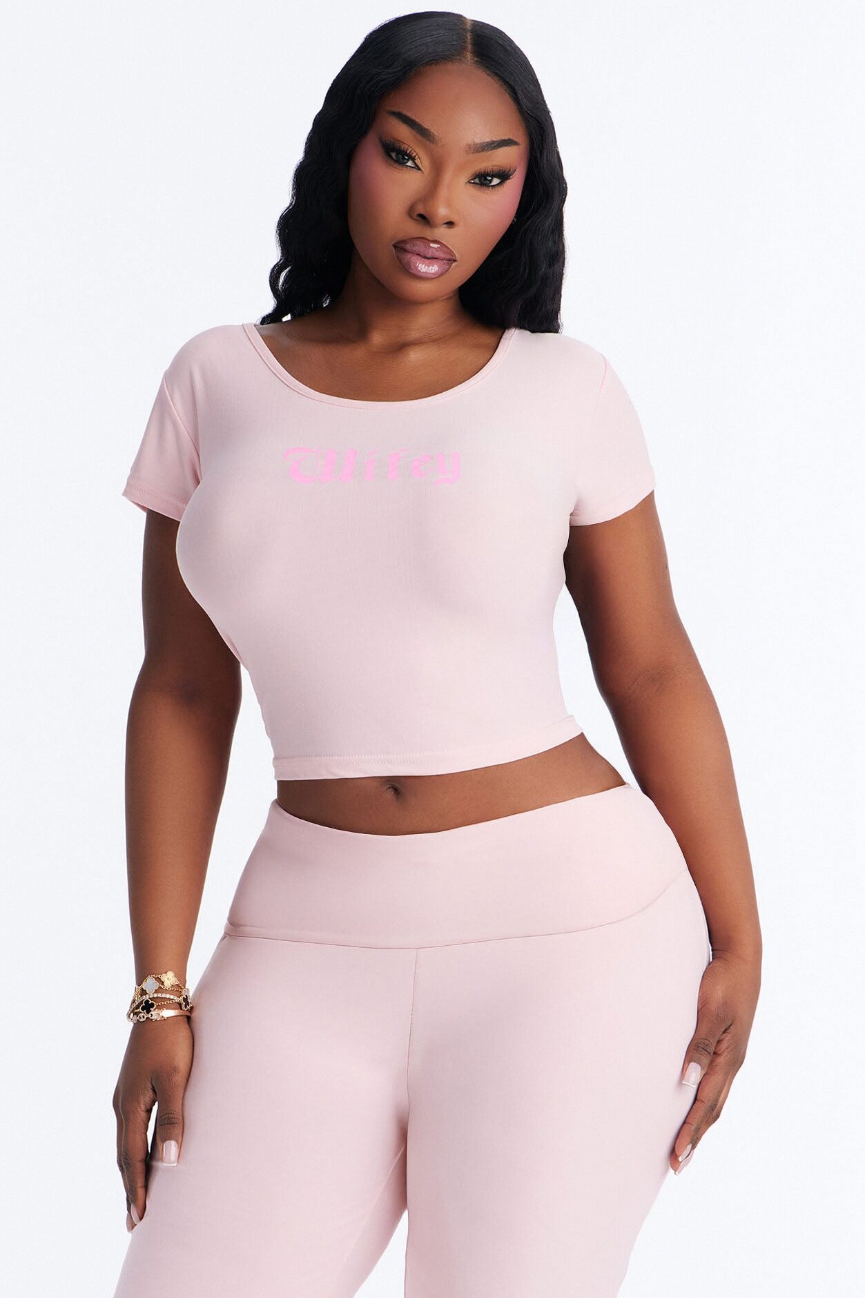 Wifey For Lifey Tee & Pant PJ Set - Pink