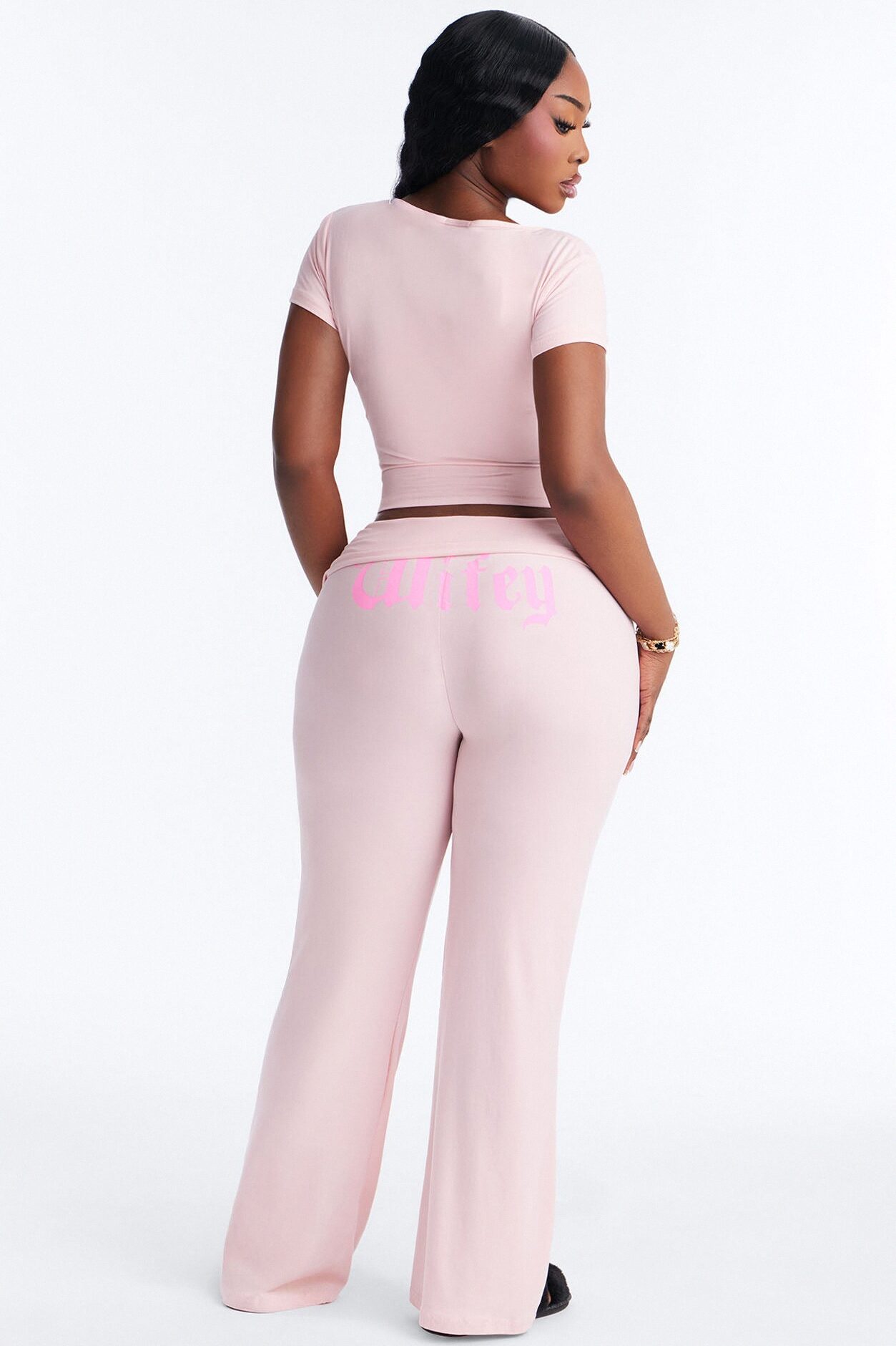 Wifey For Lifey Tee & Pant PJ Set - Pink