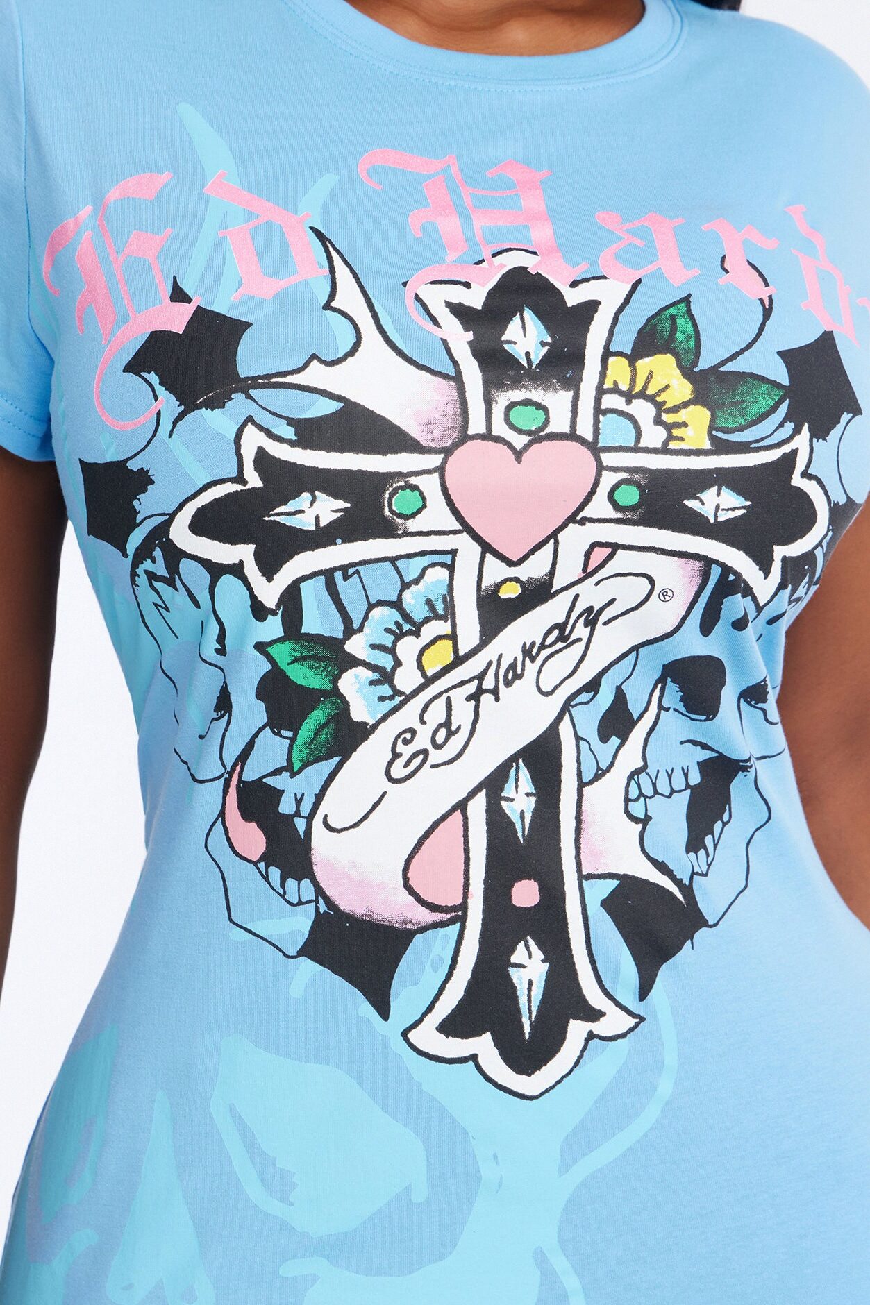 Ed Hardy Heart Cross TShirt Mini Dress - Blue