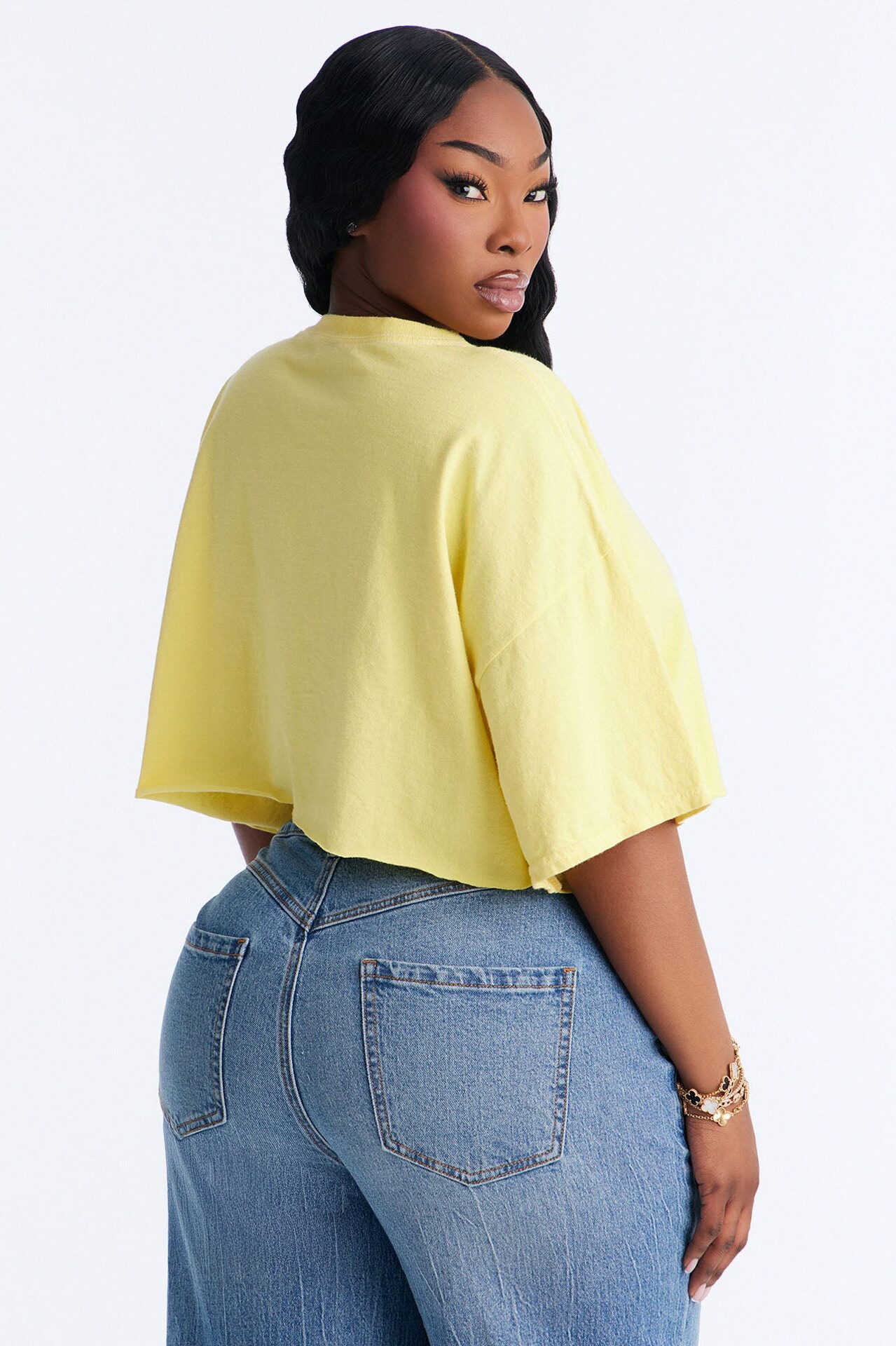 Nirvana Smiley Washed Cropped Tee - Yellow