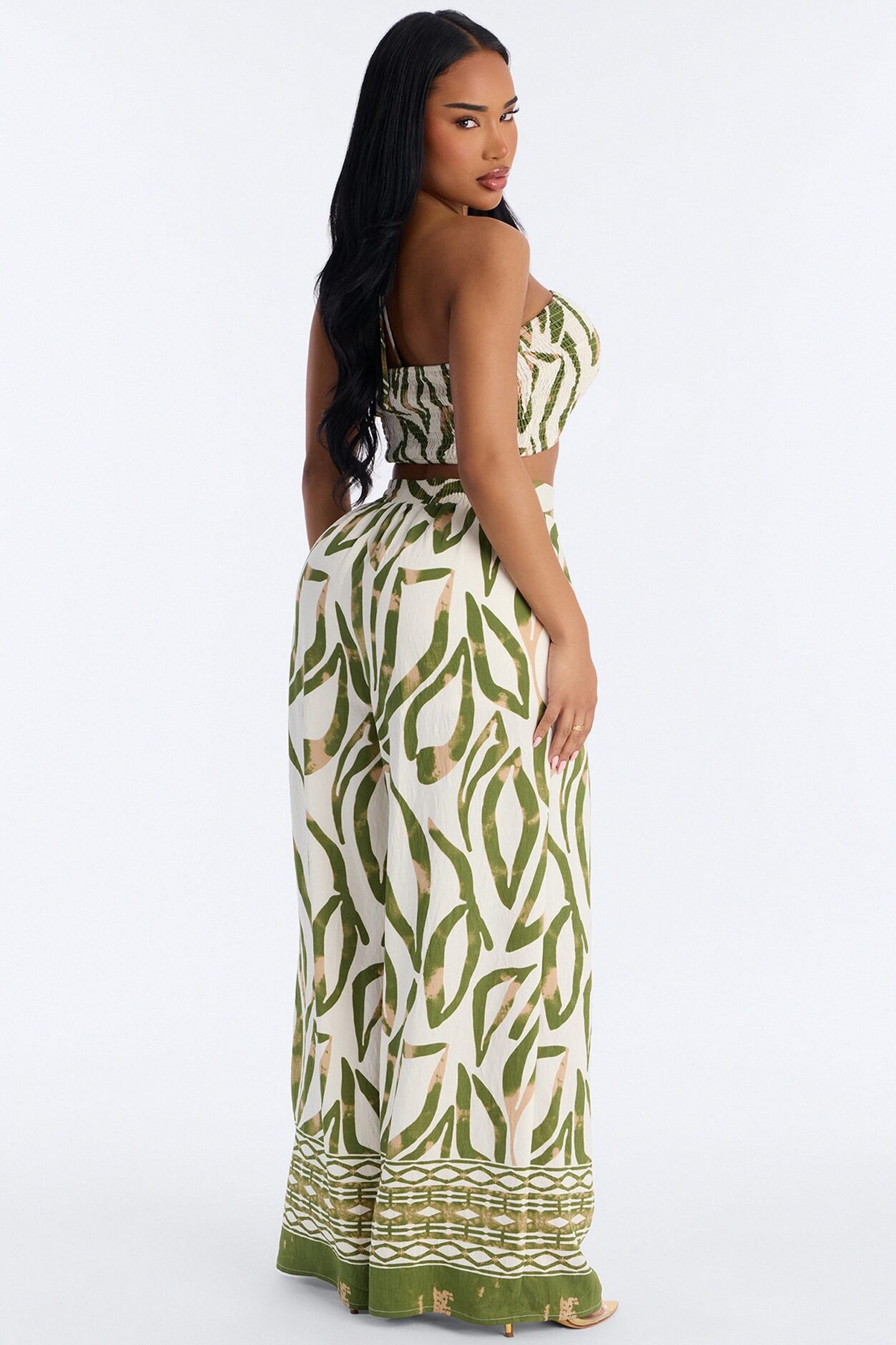 Bali Breeze Halter Pant Set - Olive/combo