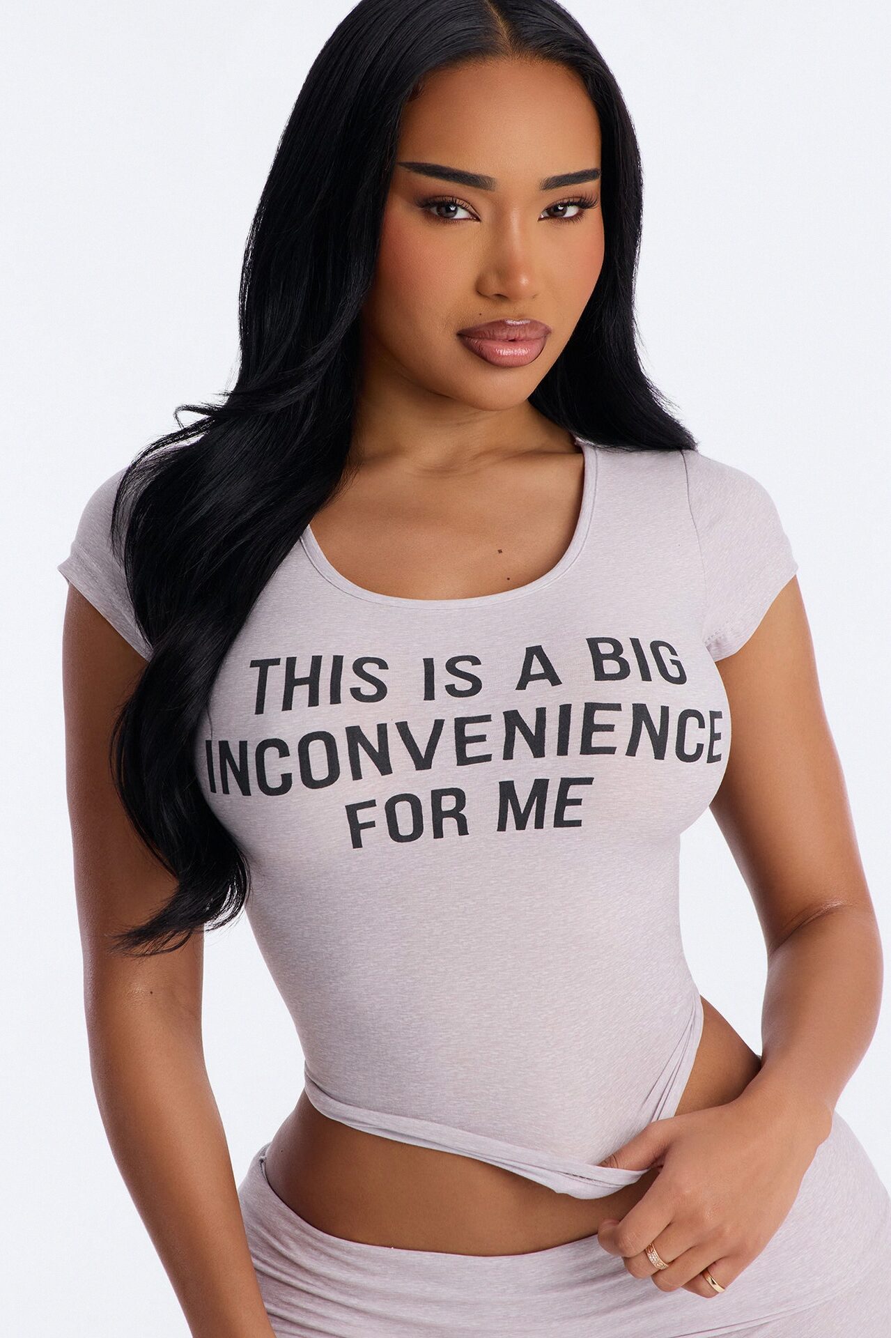 Big Inconvenience For Me PJ Short Set - Heather Grey