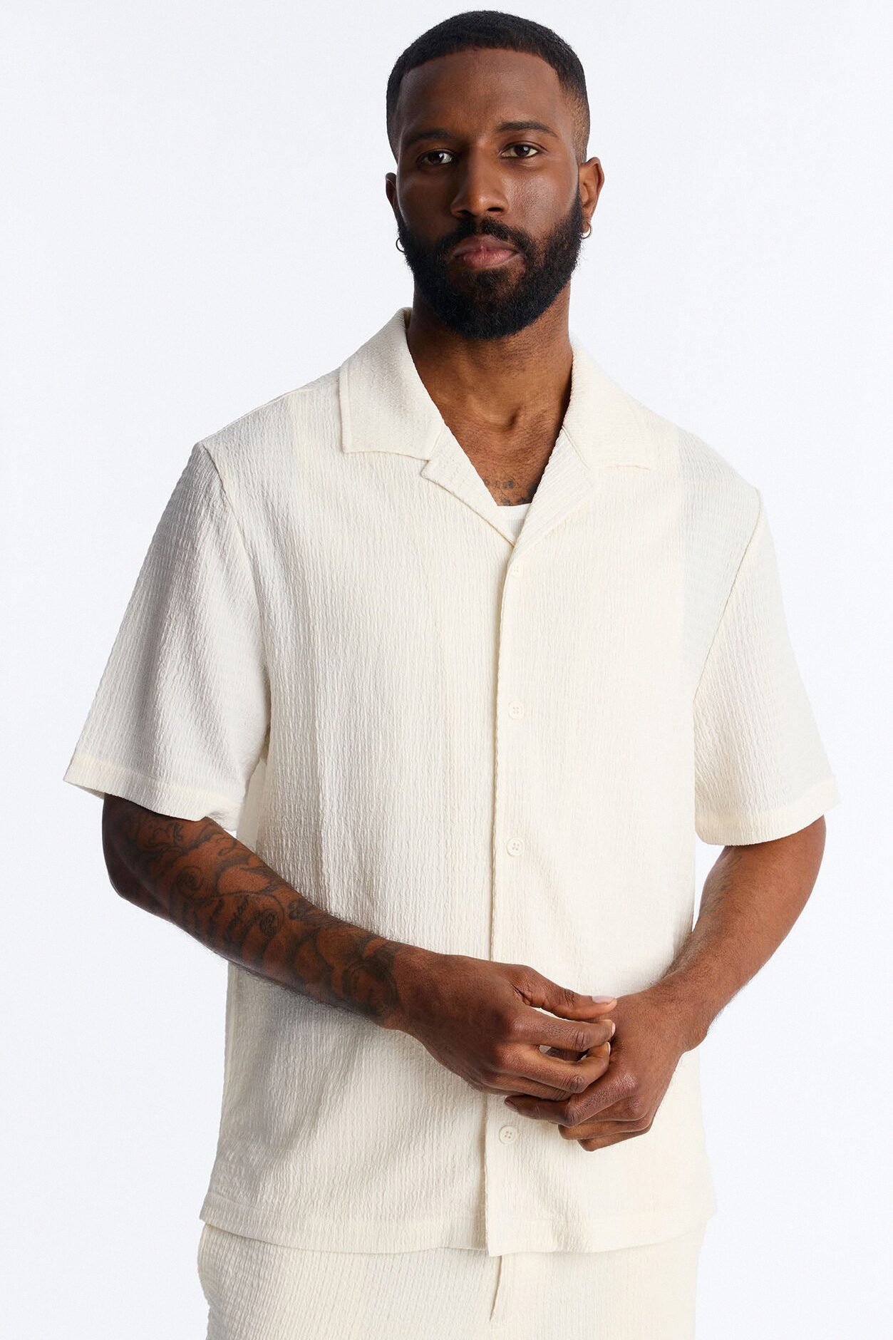 Burton Cuban Collar Button Up Shirt - Off White