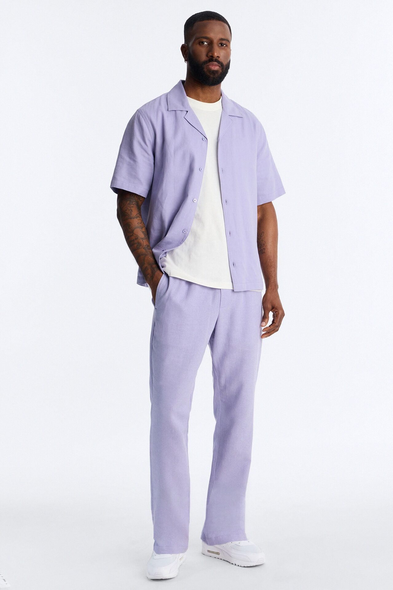 Bahamas Linen Slim Pull On Pants - Lavender