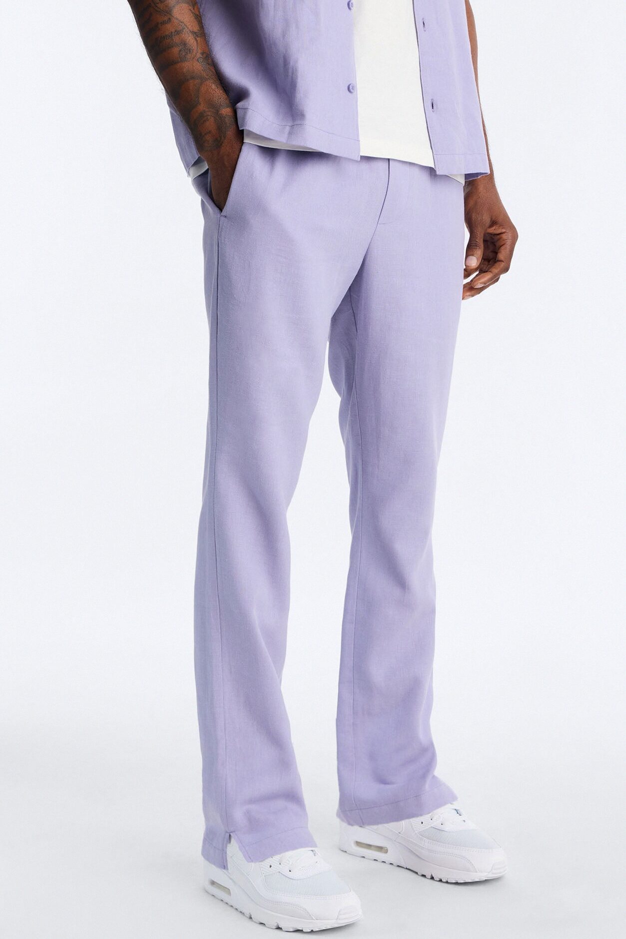 Bahamas Linen Slim Pull On Pants - Lavender