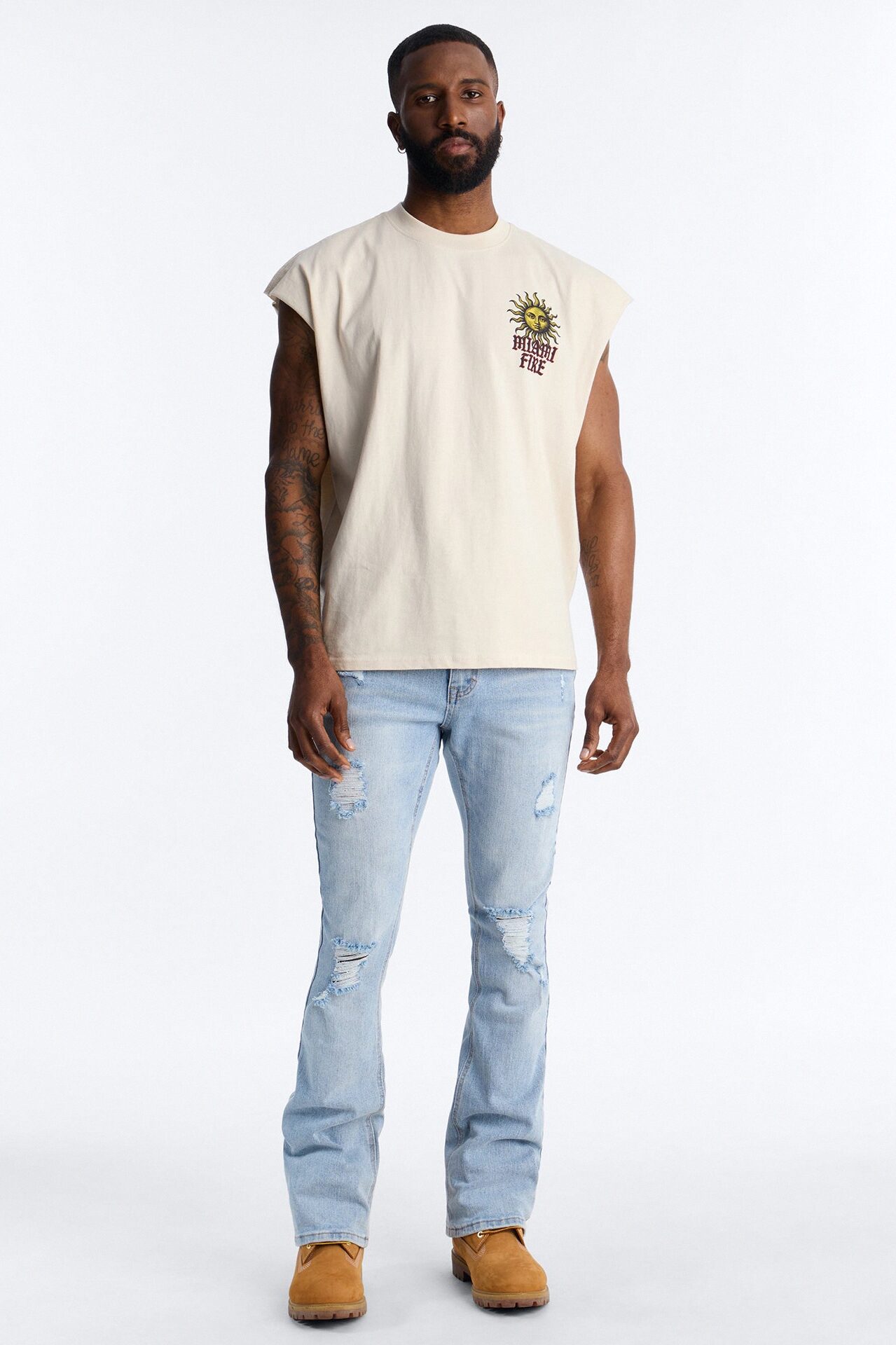 Miami Fire Vintage Muscle Tee - Off White