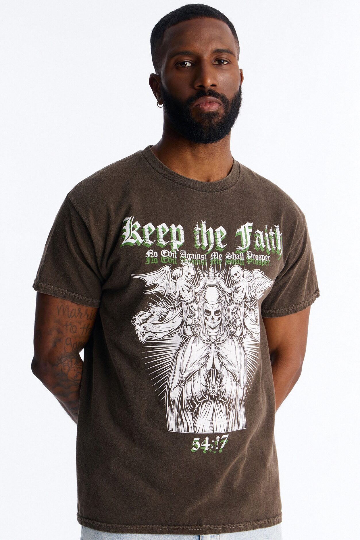 Keep The Faith Always Vintage Short Sleeve Tee - Brown