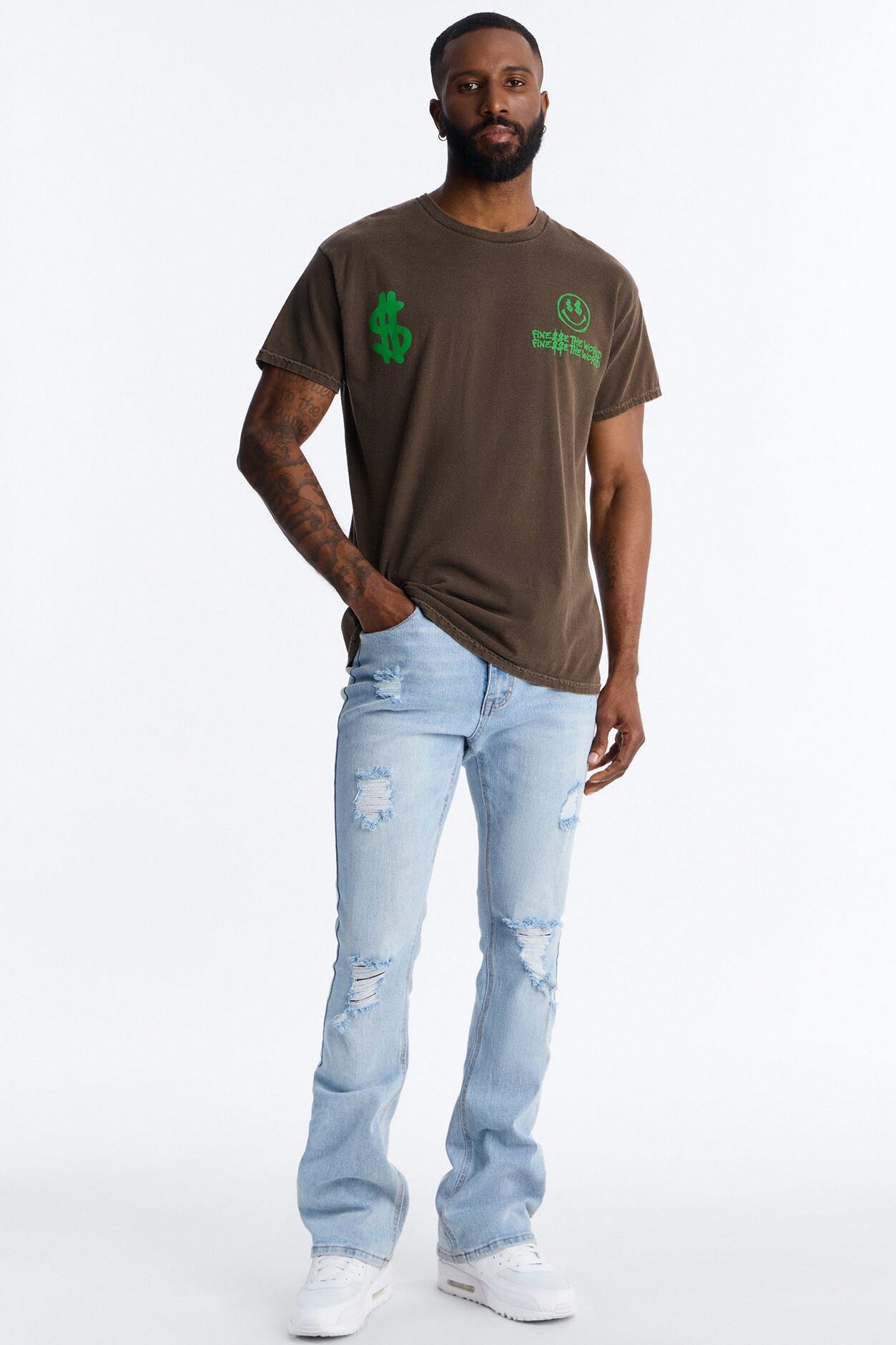 Money Runs The World Vintage Short Sleeve Tee - Chocolate
