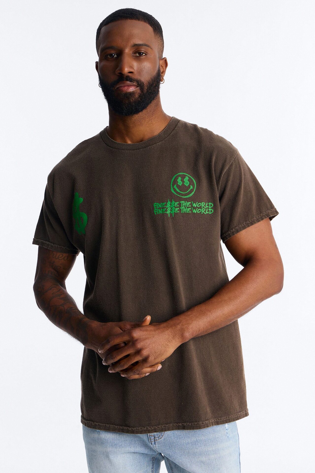 Money Runs The World Vintage Short Sleeve Tee - Chocolate