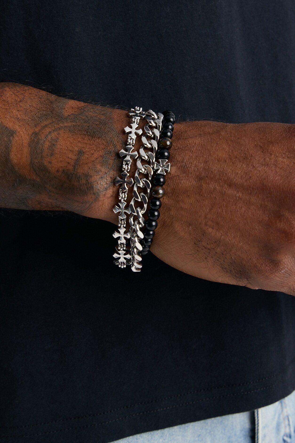 Crossfire Trinity Armor Bracelet Set - Silver