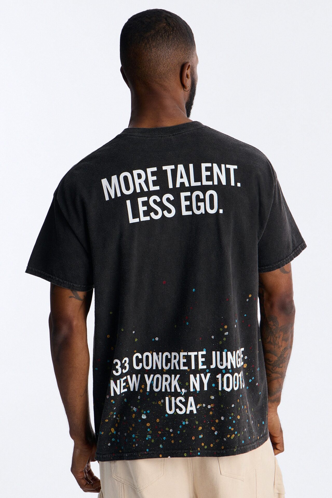 Art Has No Rules Paint Splatter Oversized Short Sleeve Tee - Black Wash