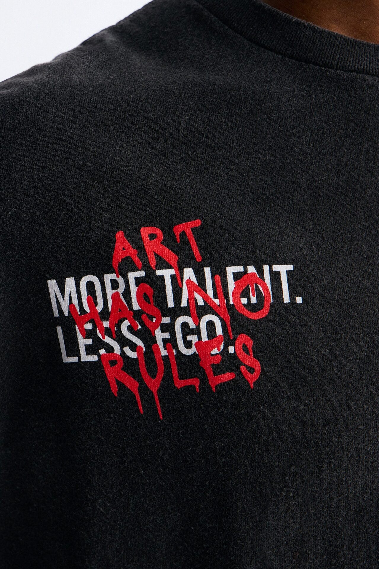 Art Has No Rules Paint Splatter Oversized Short Sleeve Tee - Black Wash