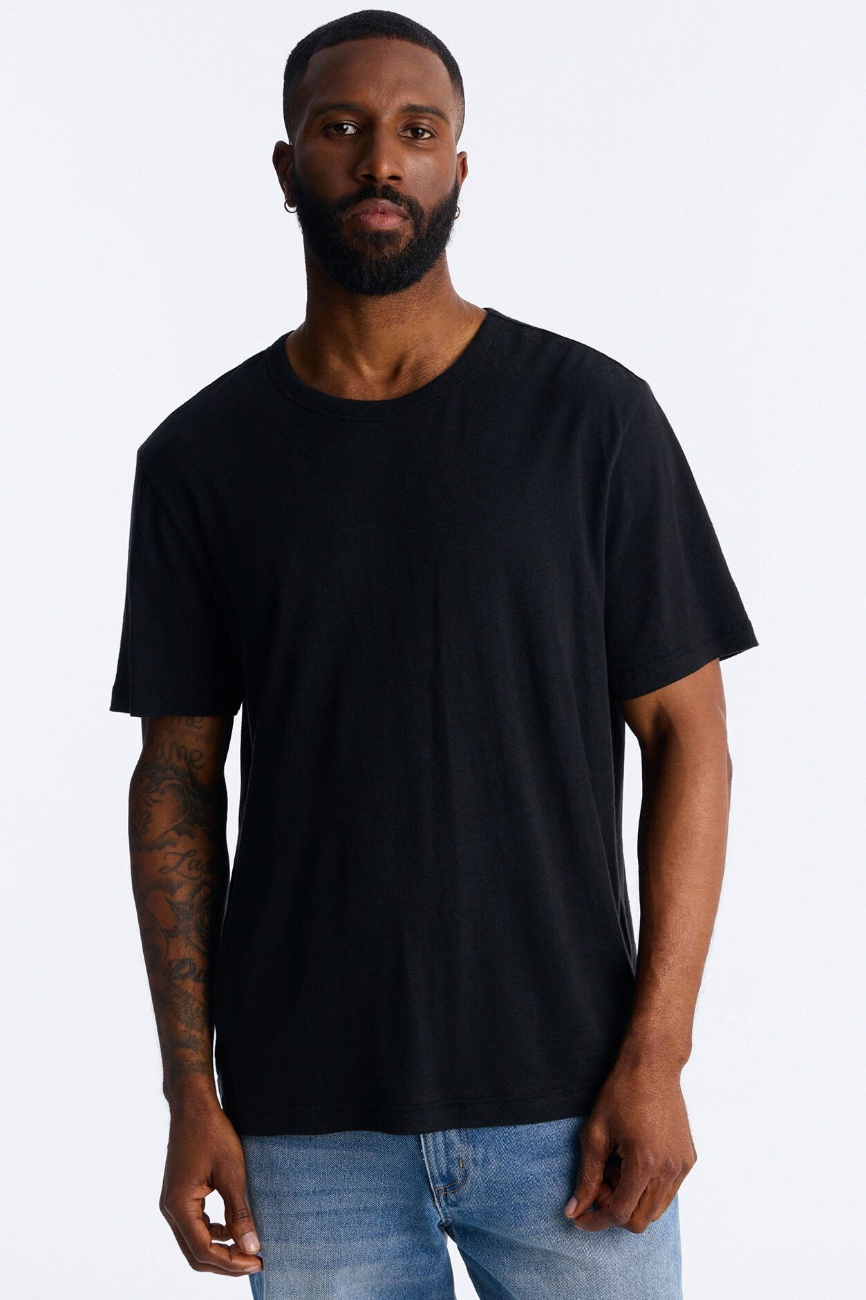 Bahamas Linen Crew Tee - Black