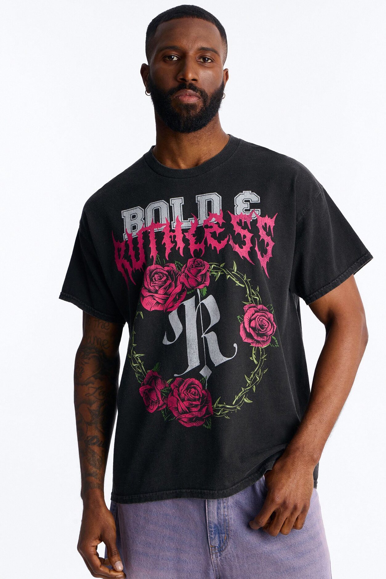 Bold And Ruthless Oversized Short Sleeve Tee - Black
