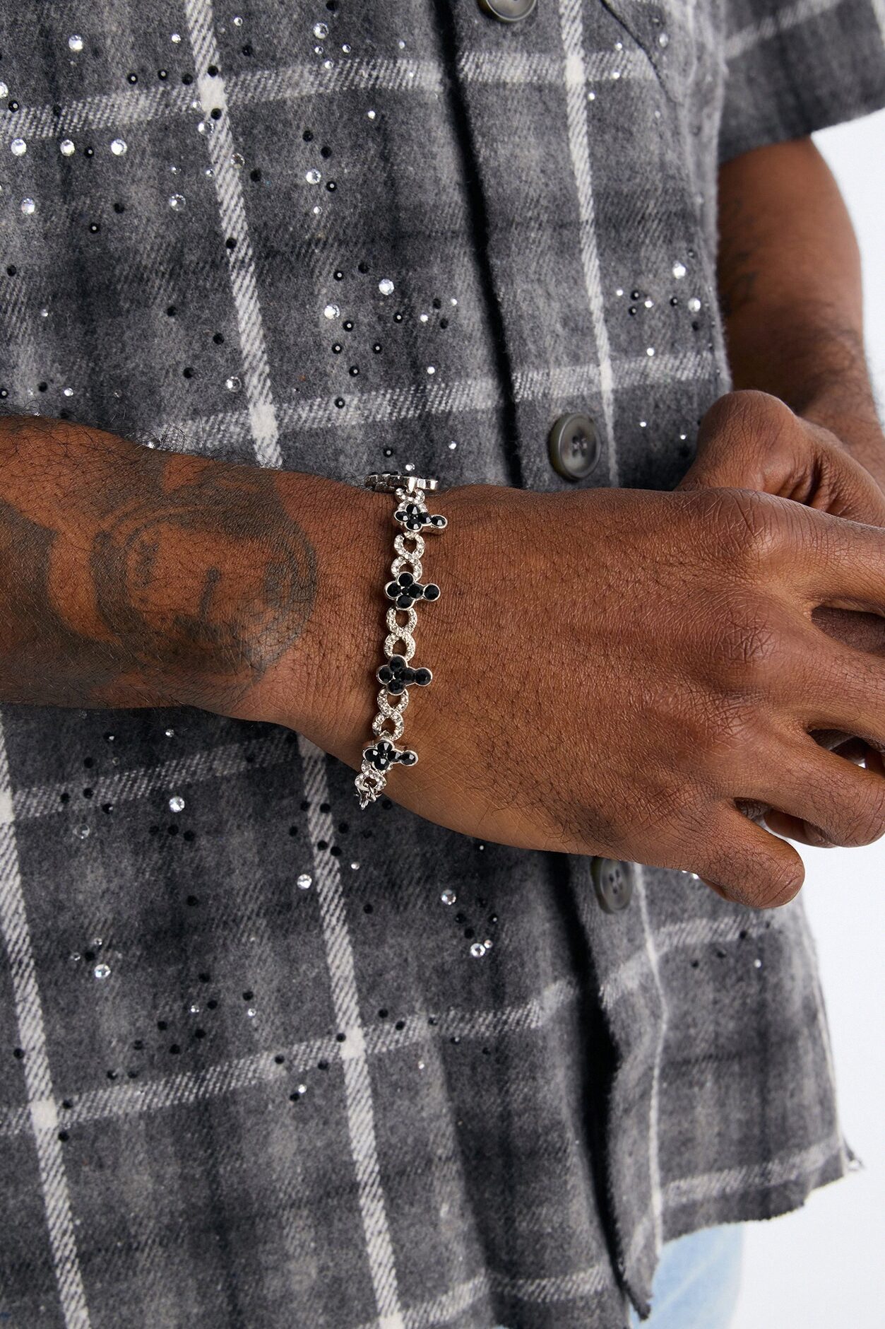 Eternal Midnight Cross Bracelet - Silver