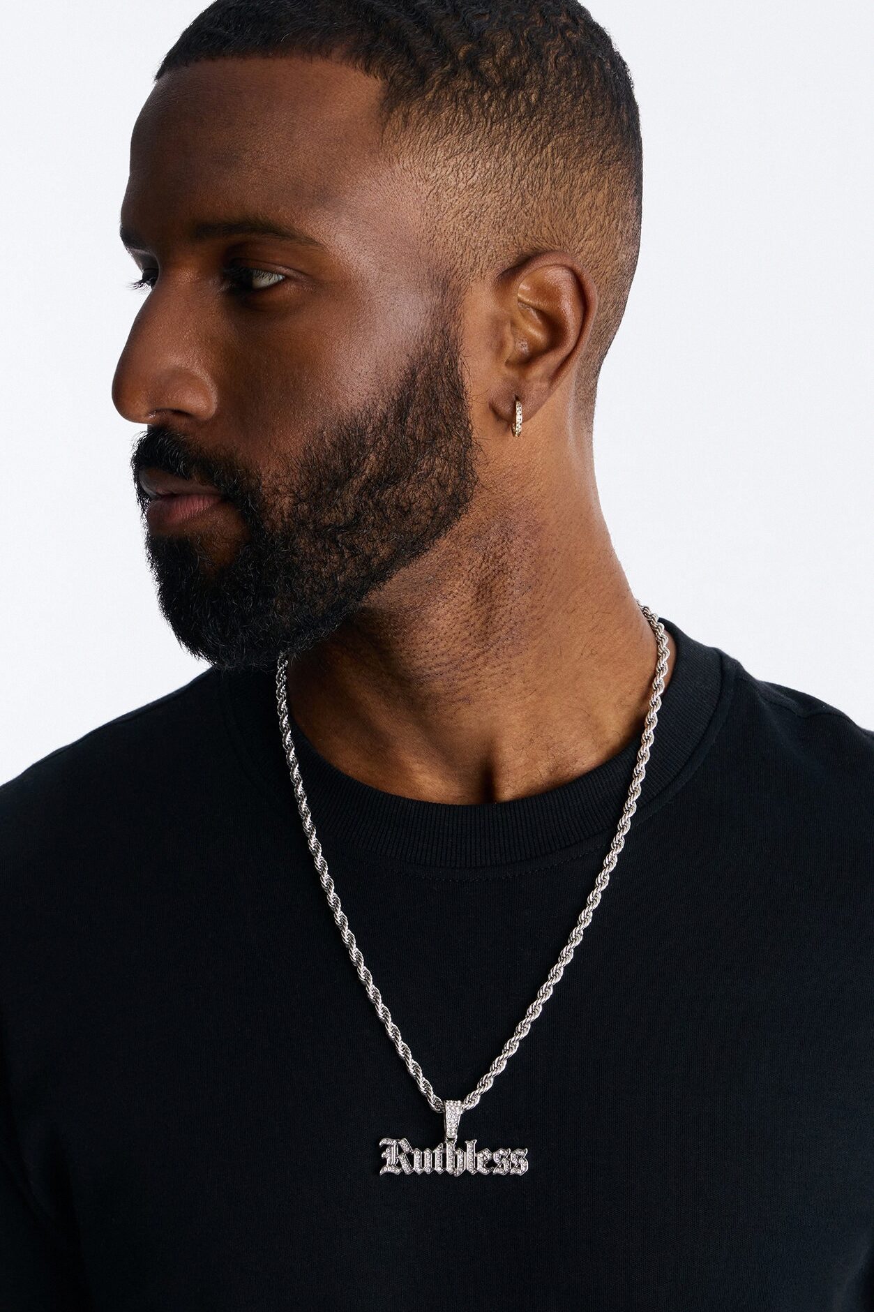Ruthless Iced Rope Chain Necklace - Silver