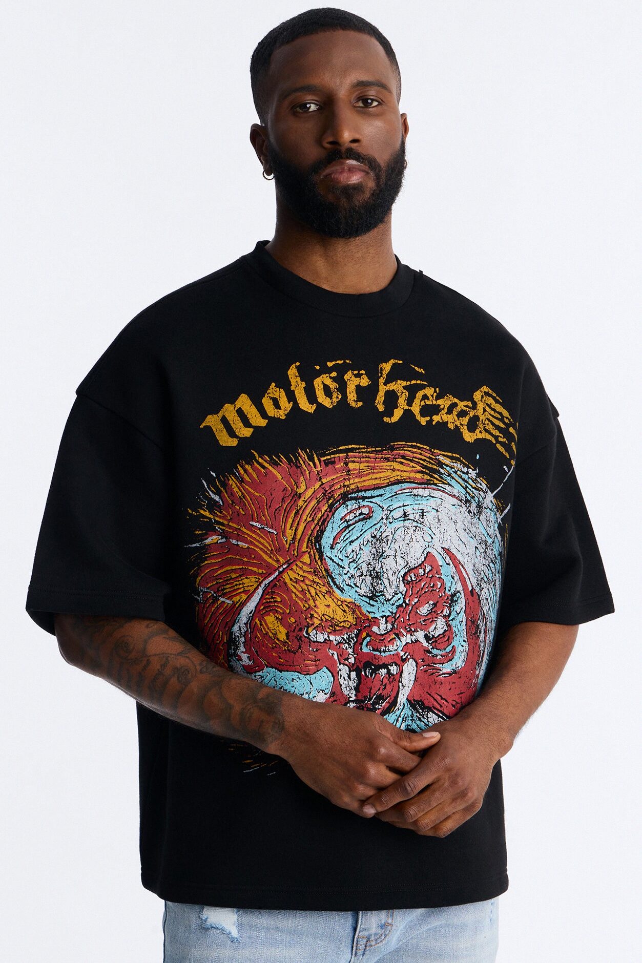 Motorhead Another Perfect Tour 1983 Oversized Fleece Tee - Black Wash
