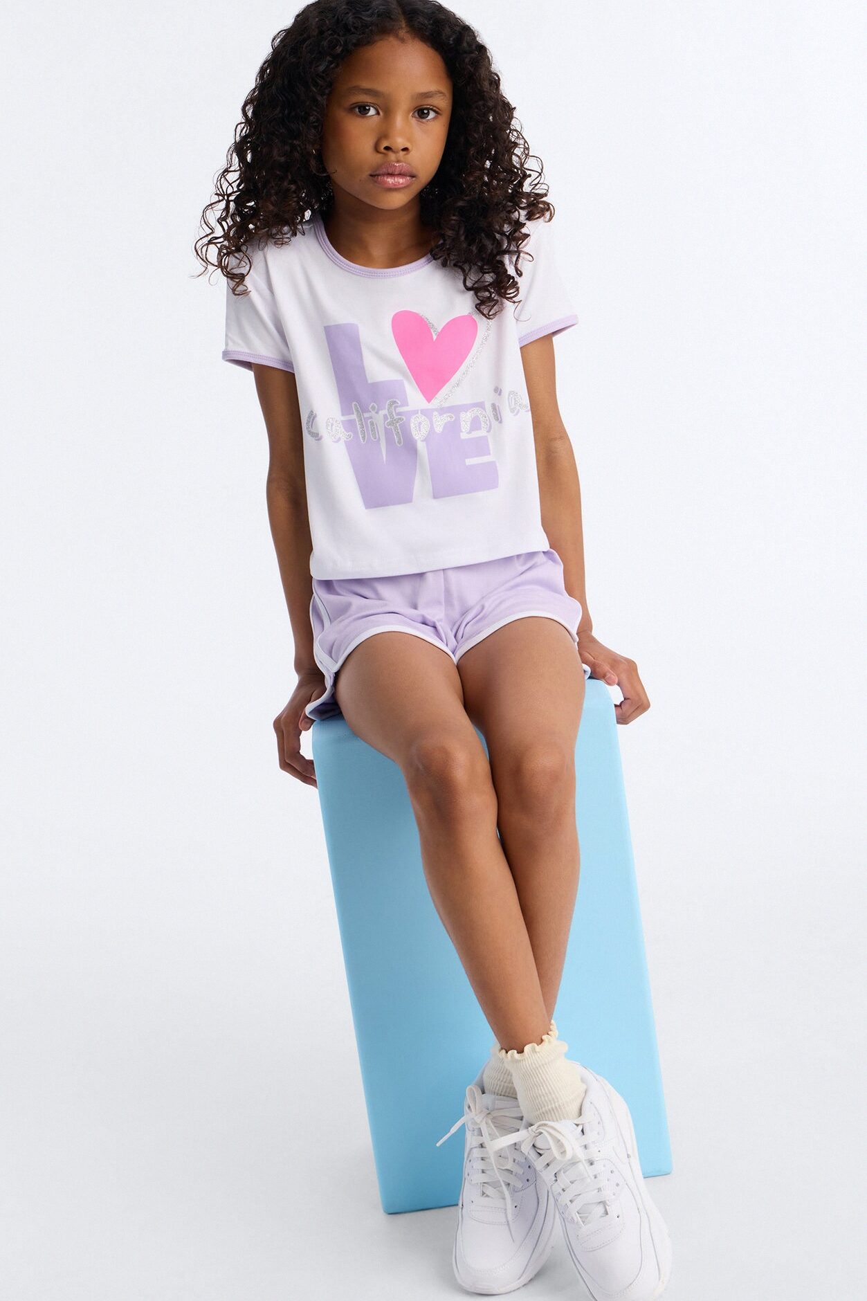 Mini Love For California Short Set - Lavender/combo
