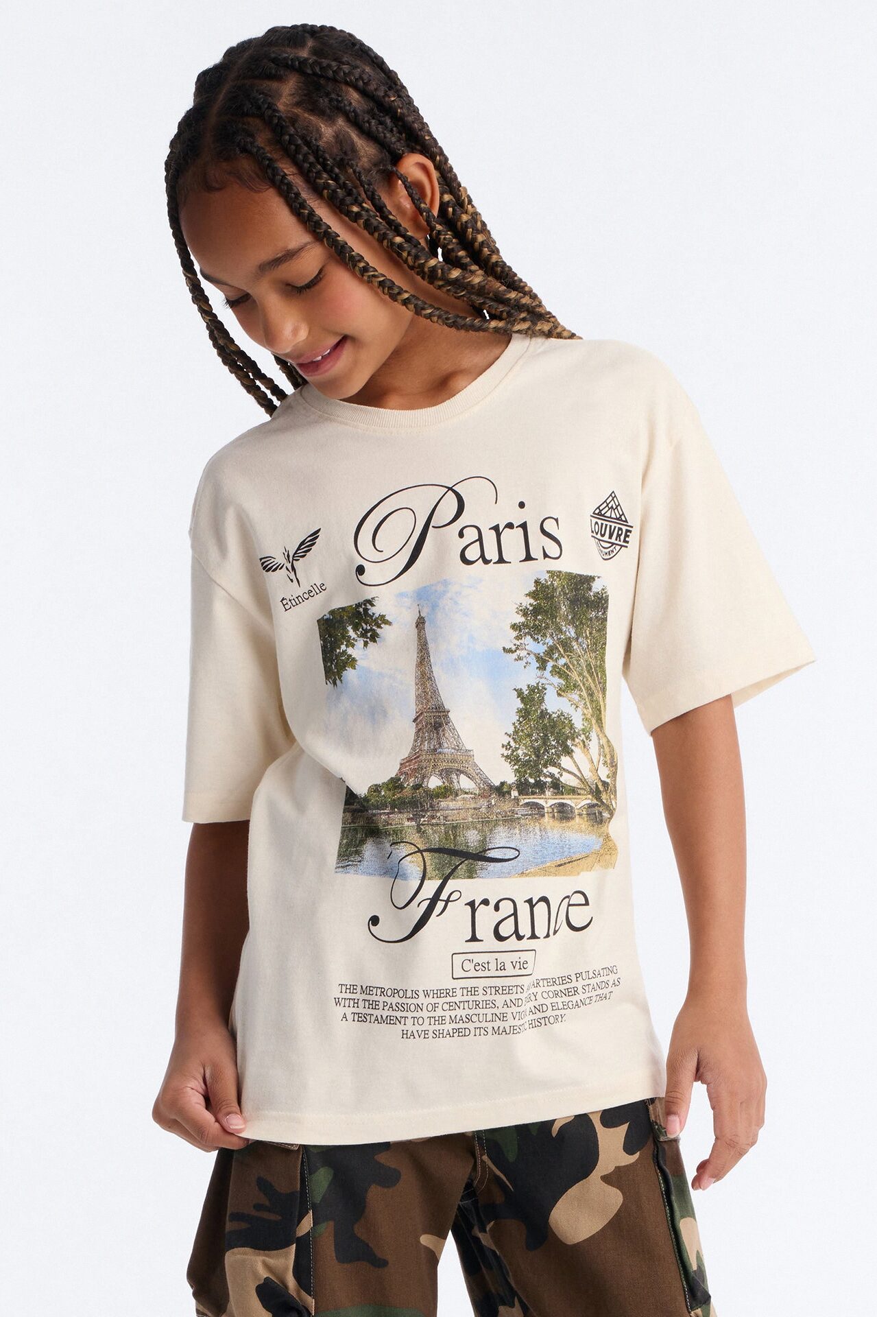 Mini Paris Scenery Short Sleeve Tee - Natural