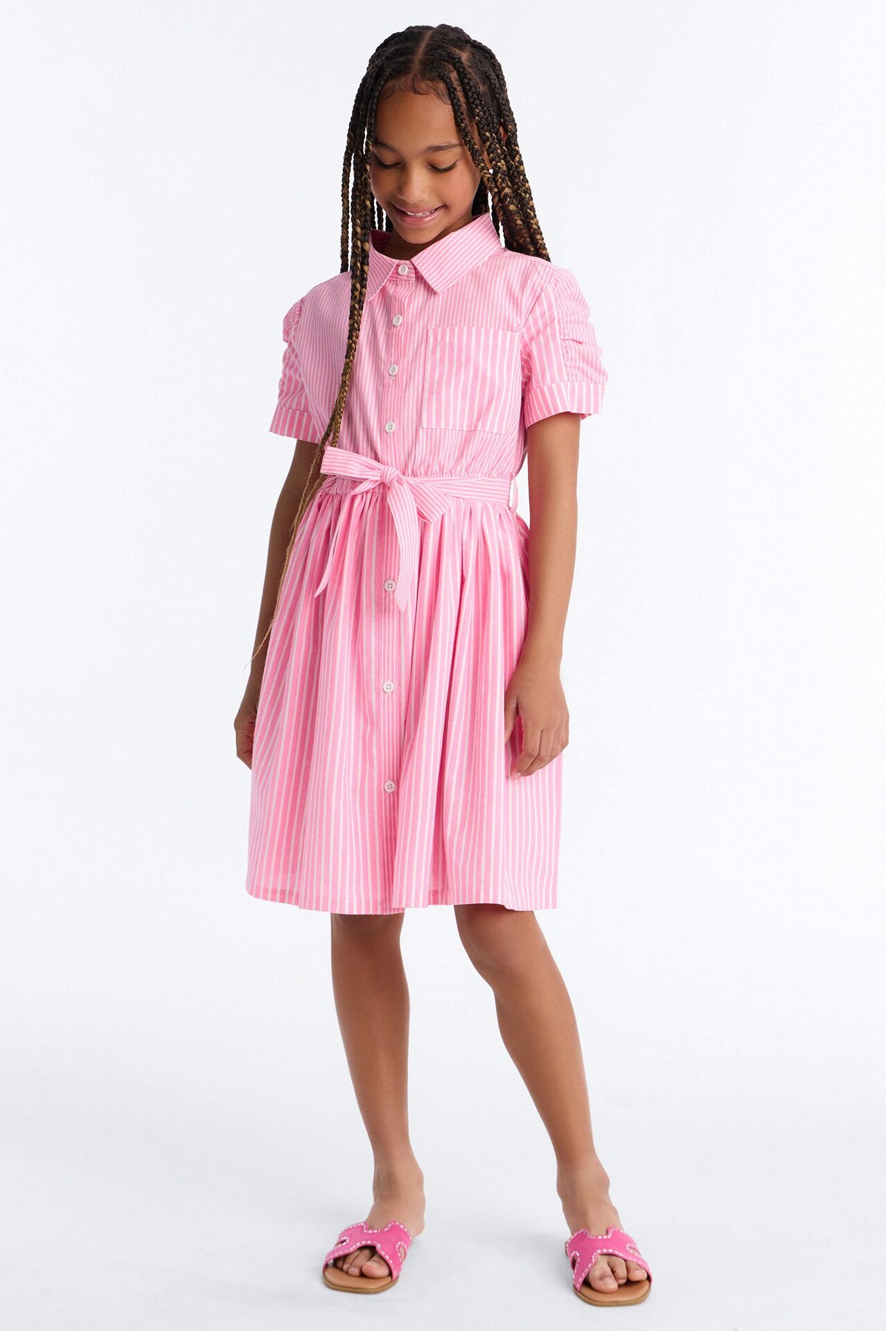 Mini Time After Time Shirt Dress - Pink/combo