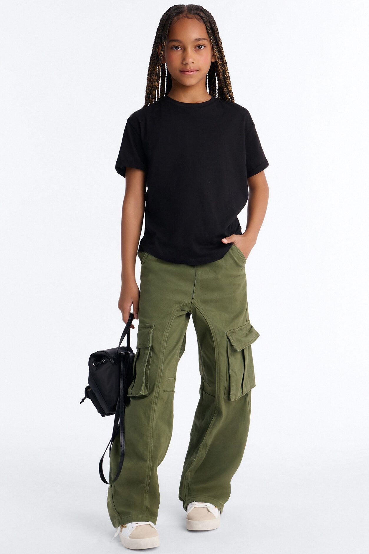 Mini Annie Cuffed Short Sleeve Top - Black
