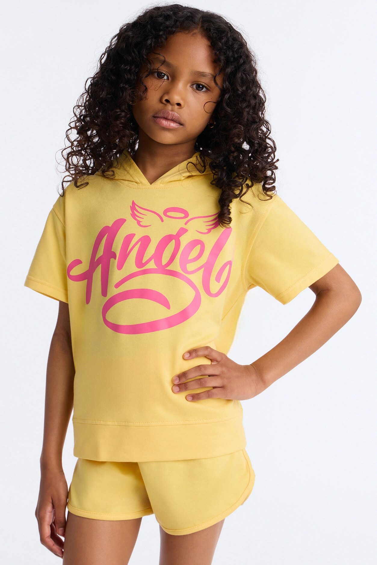 Mini Still An Angel Short Set - Butter Yellow