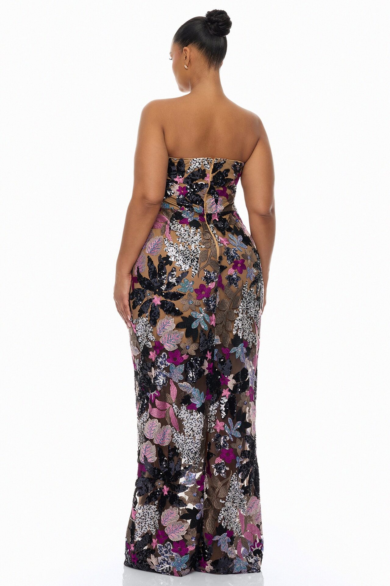 Kaylah Floral Embroidered Maxi Dress - Purple/combo