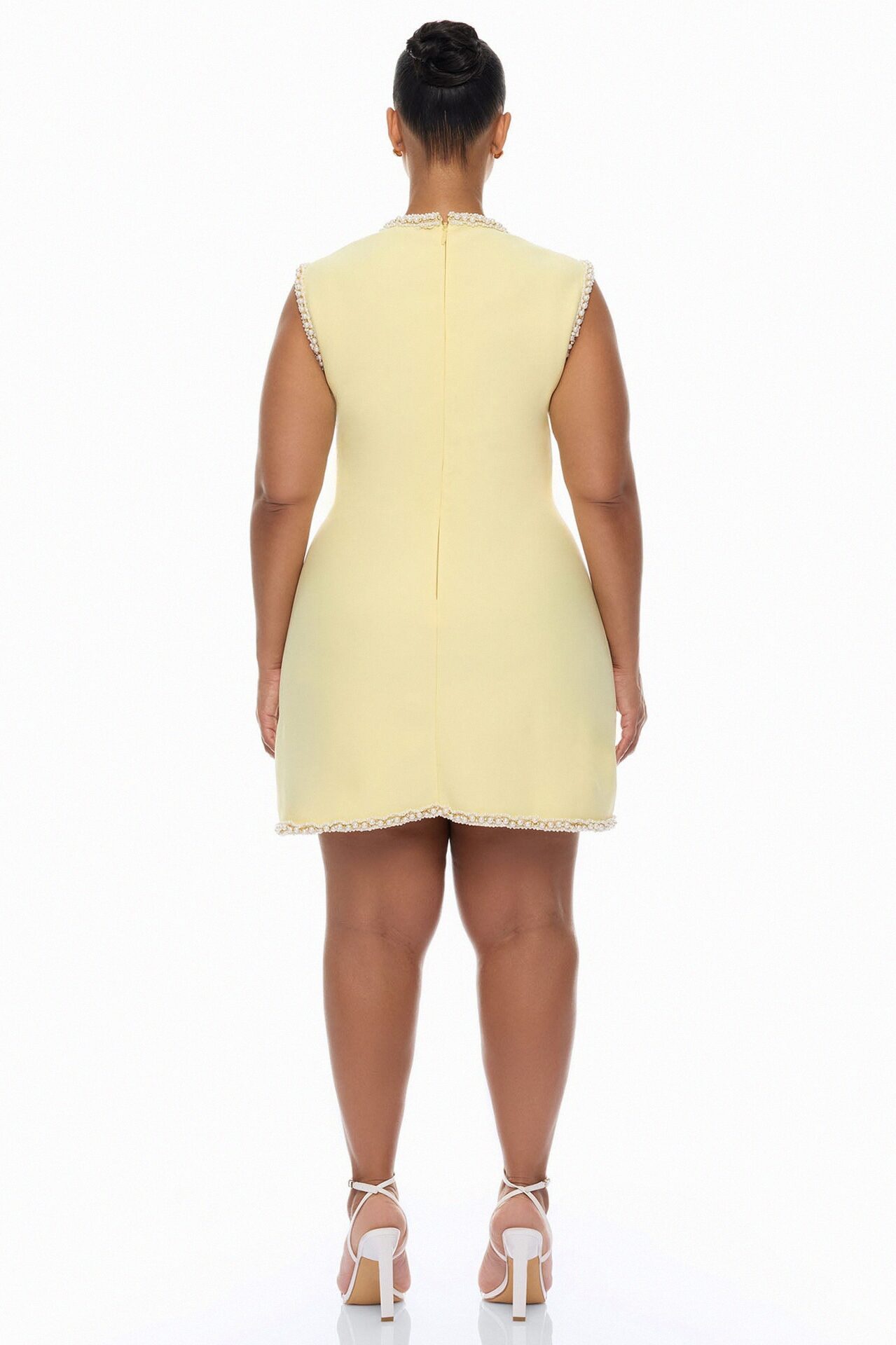 Victoria Pearl Trim Bandage Mini Dress - Butter Yellow