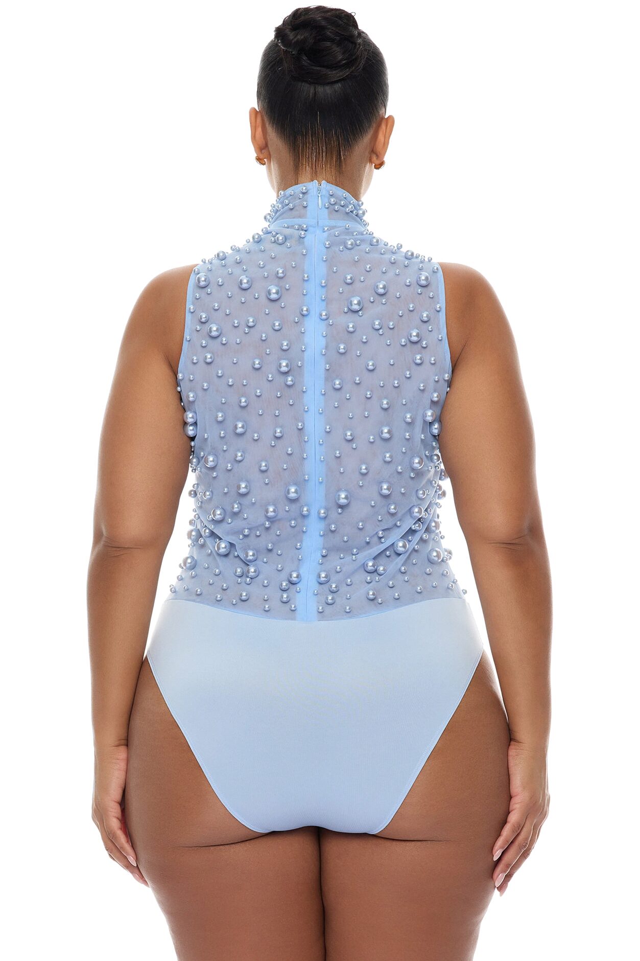 Pure Bliss Sheer Pearl Bodysuit - Light Blue
