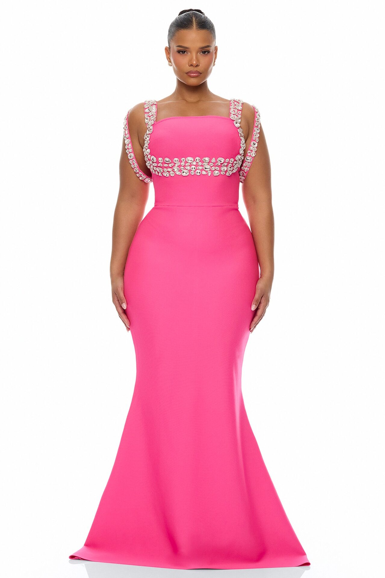 Masie Bandage Gown - Hot Pink
