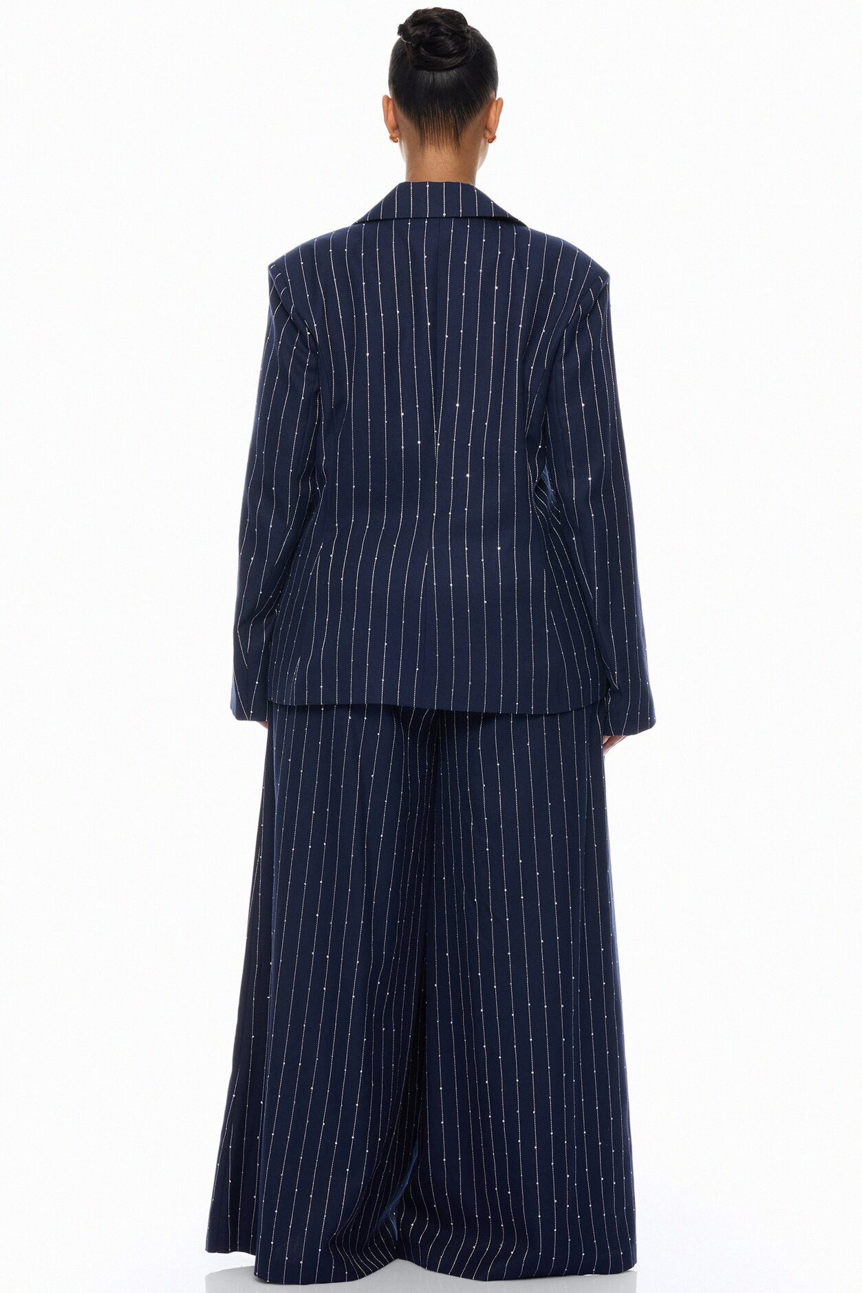 Adyson Embellished Pinstripe Blazer - Navy/combo