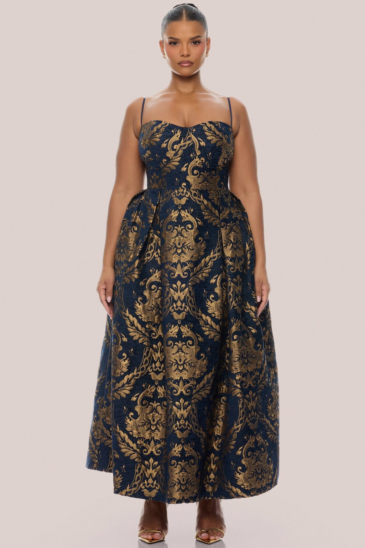 Vanya Jacquard Maxi Dress - Navy/combo