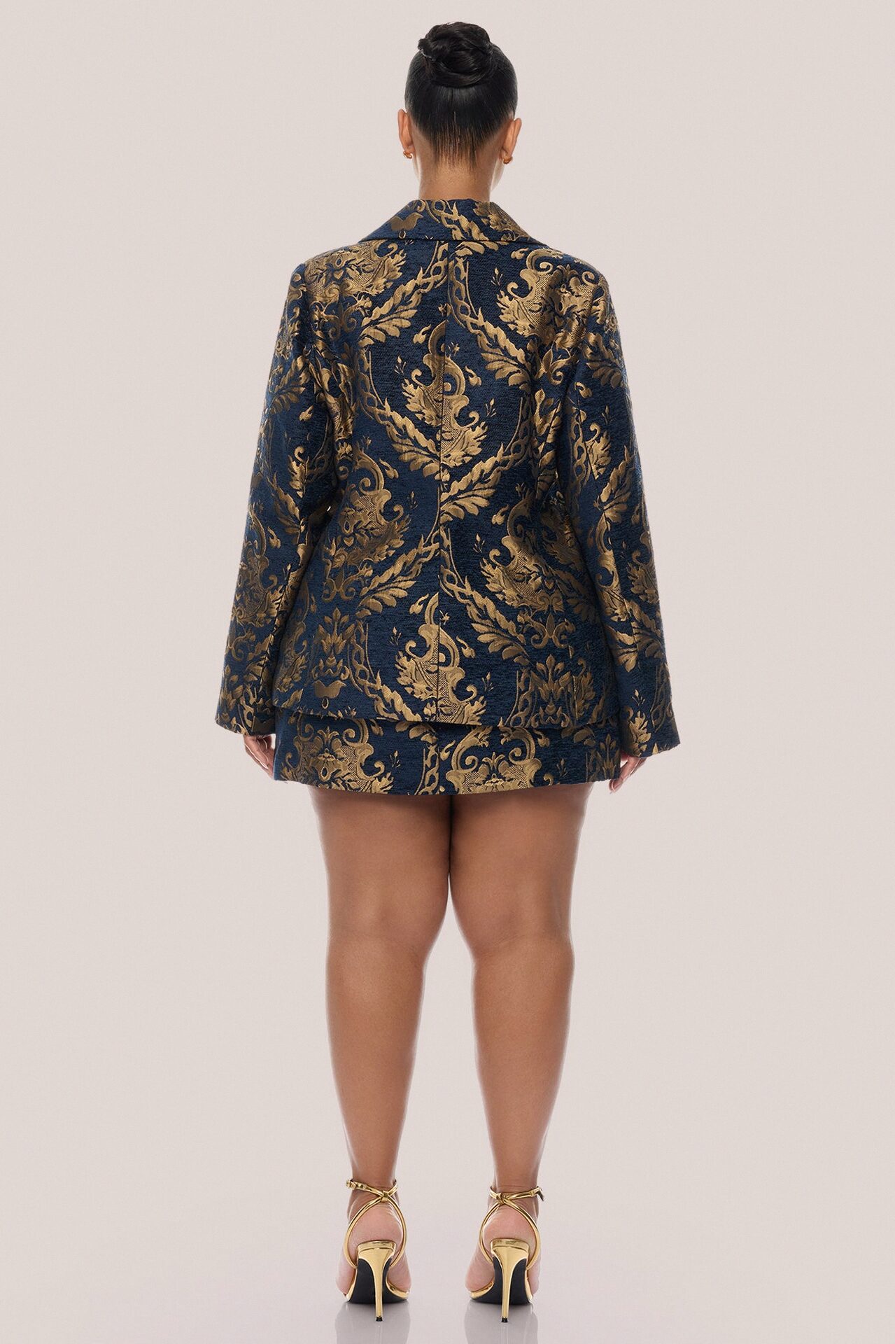 Vanya Jacquard Blazer Skirt Set - Navy/combo