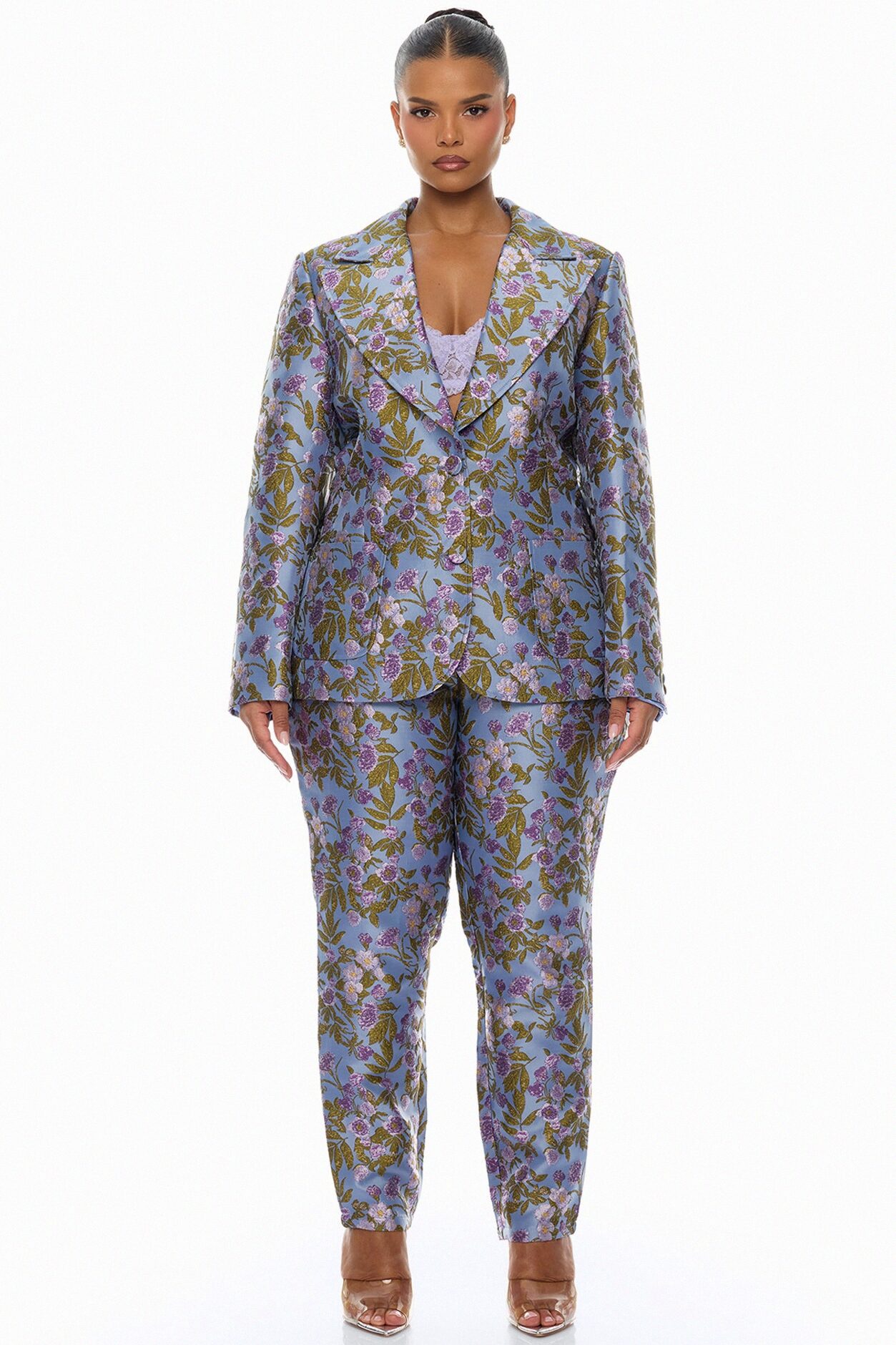 Emilee Jacquard Blazer Pant Set - Periwinkle