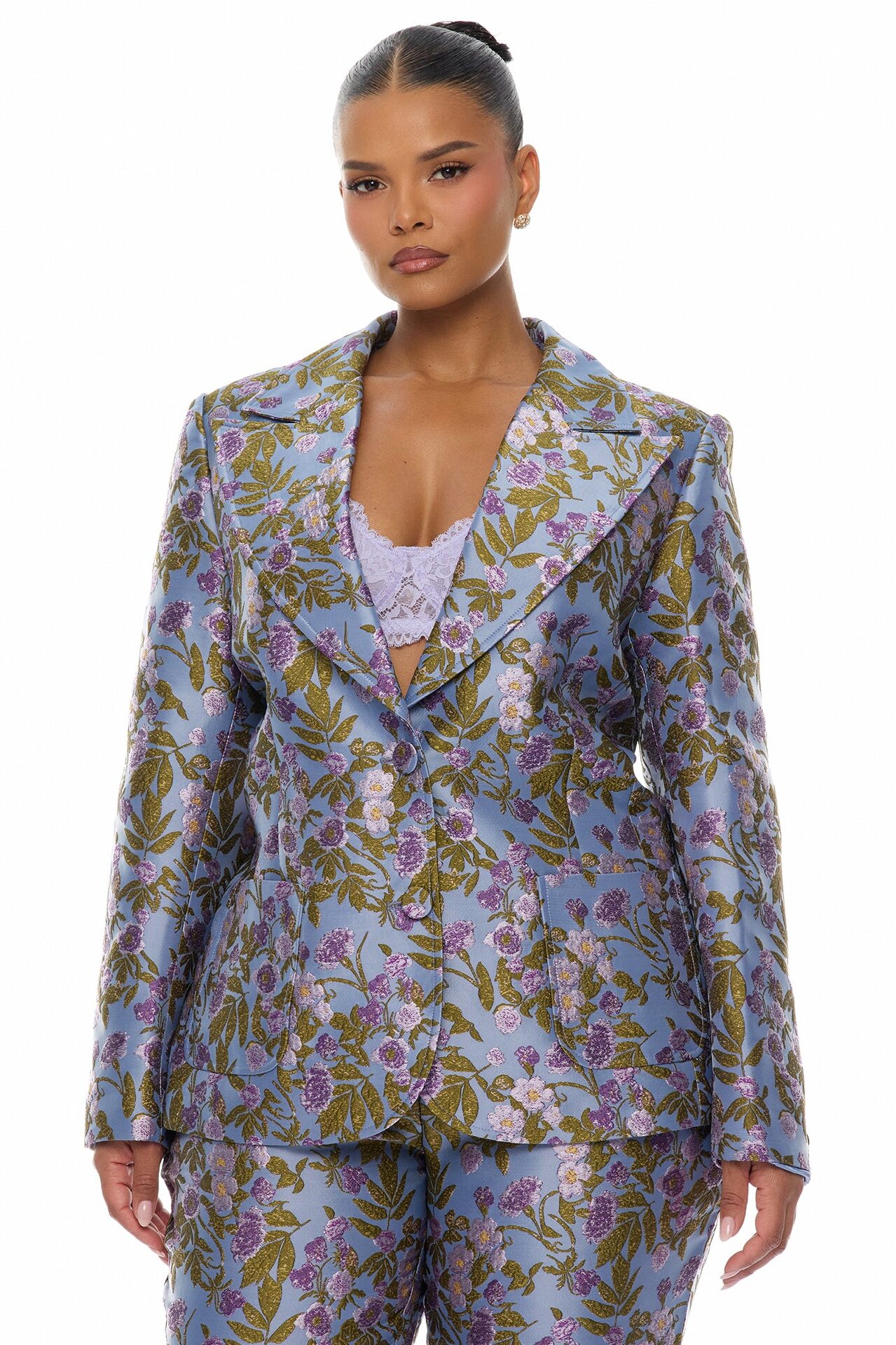 Emilee Jacquard Blazer Pant Set - Periwinkle