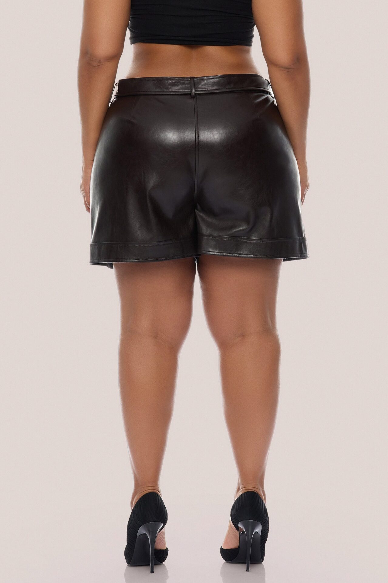 Zaya Faux Leather Cargo Short - Chocolate