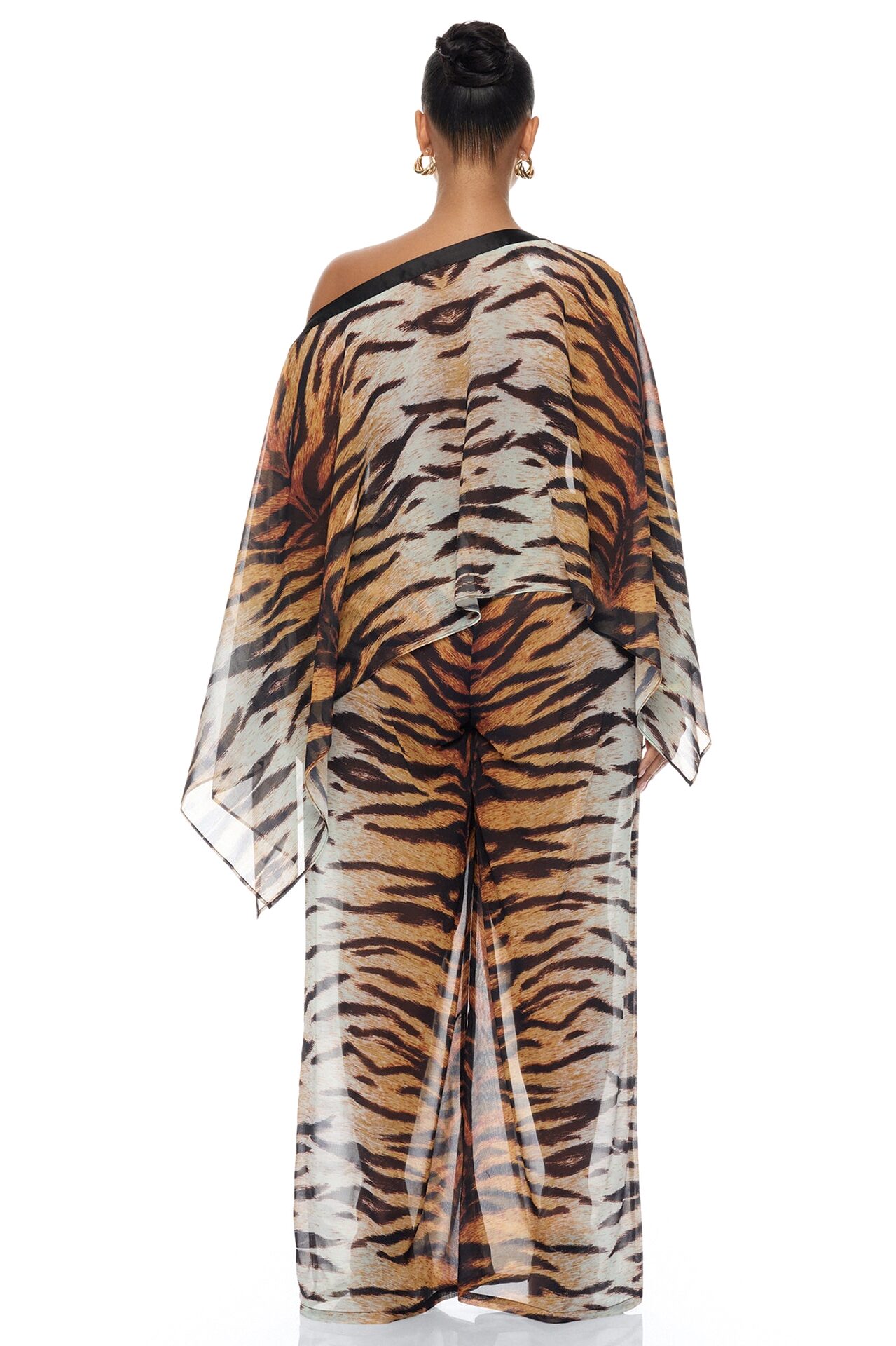 Bailey Chiffon Pant Set - Brown/combo
