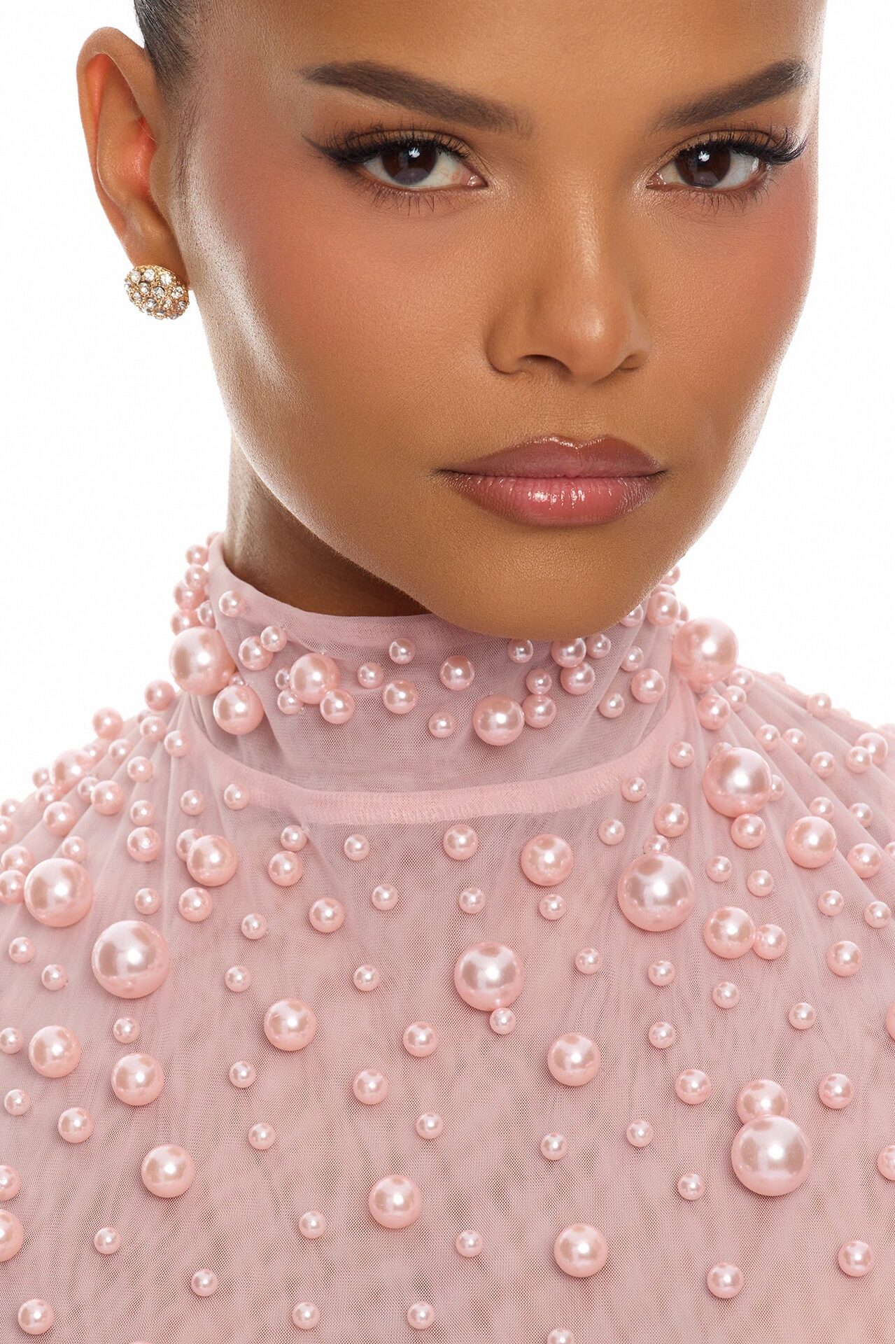 Pure Bliss Sheer Pearl Bodysuit - Light Pink